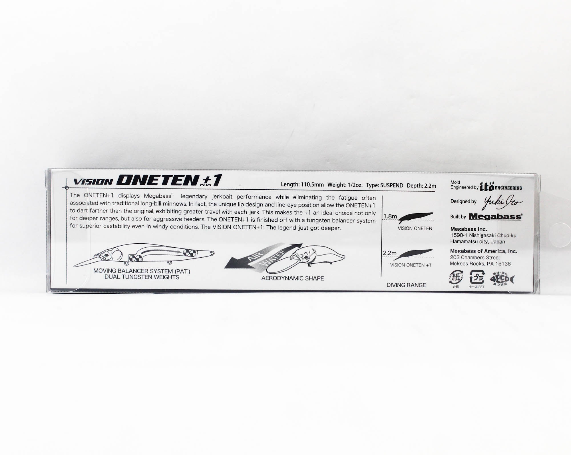 Megabass Vision 110 Oneten 1 Feet Suspend Lure M Champagne Black (0386)
