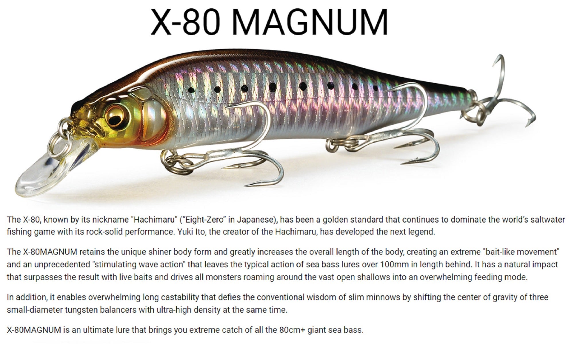 Megabass X-80 Magnum Sinking Lure GG Heat Iwashi (7017)