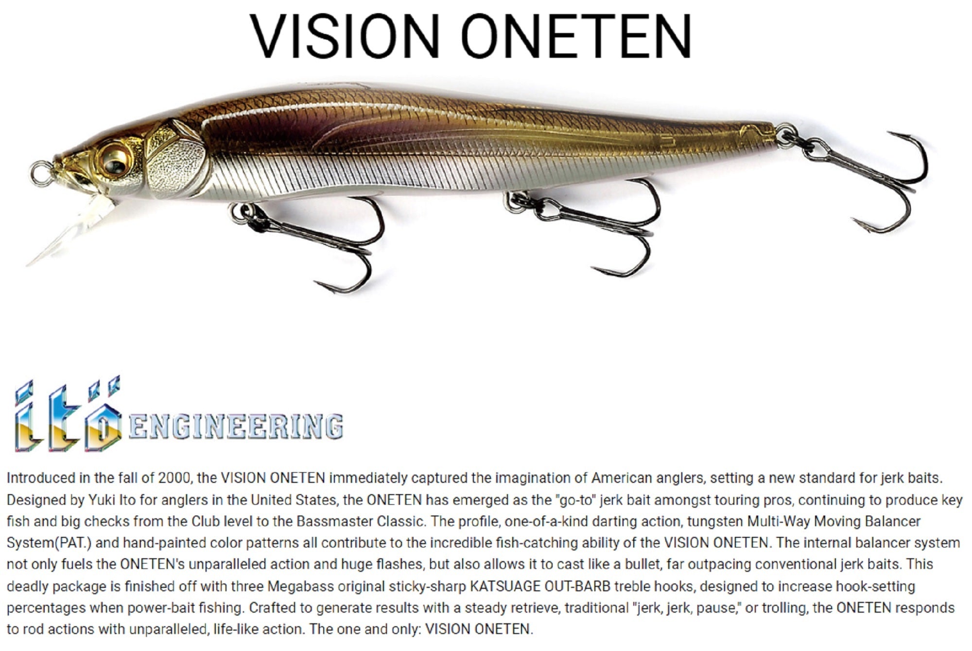 Megabass Vision 110 Oneten Slow Floating Lure Vegitation React (3320)