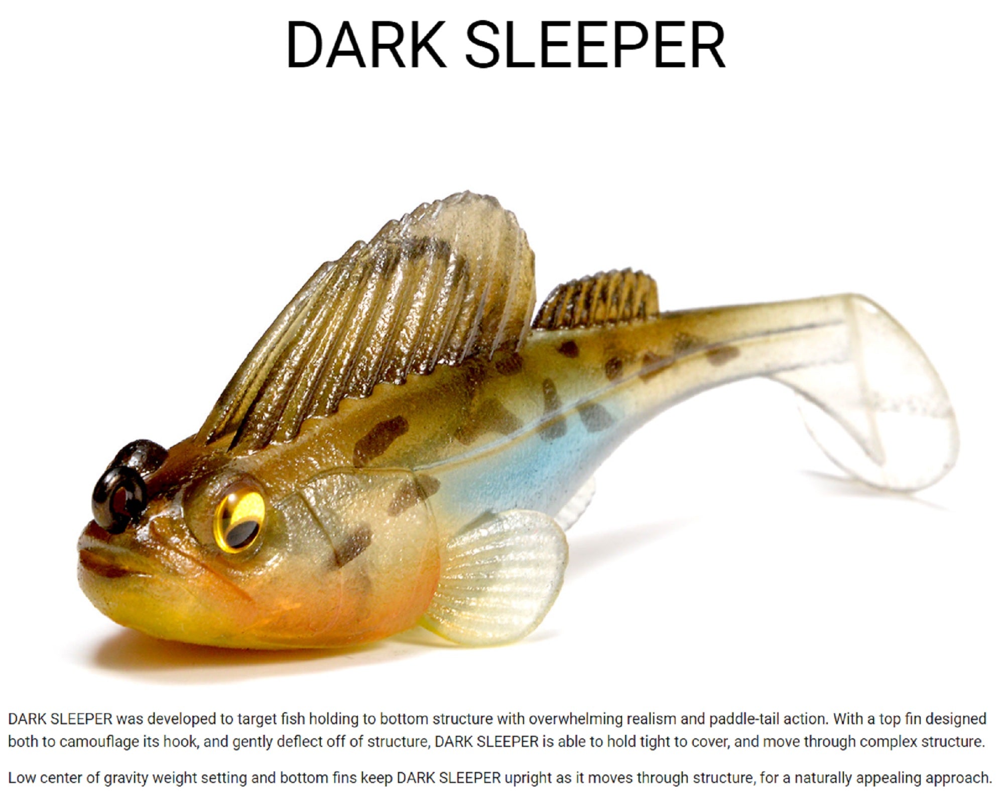 Megabass Soft Lure Dark Sleeper 3 Inch 3/4 oz Clear Chart (1264)