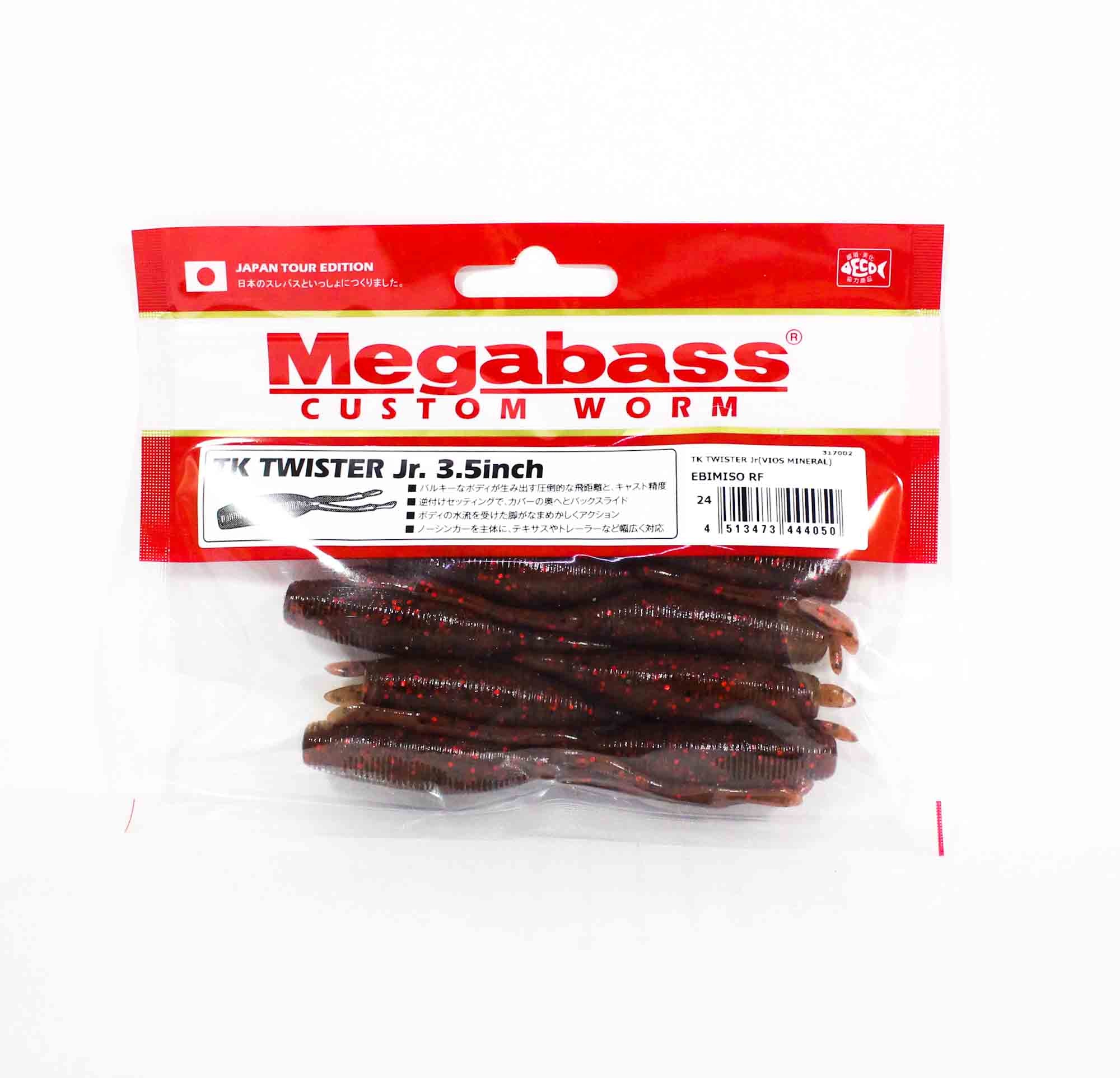 Megabass Soft Lure TK Twister JR 3.5 Inches Ebimiso Red F (4050)