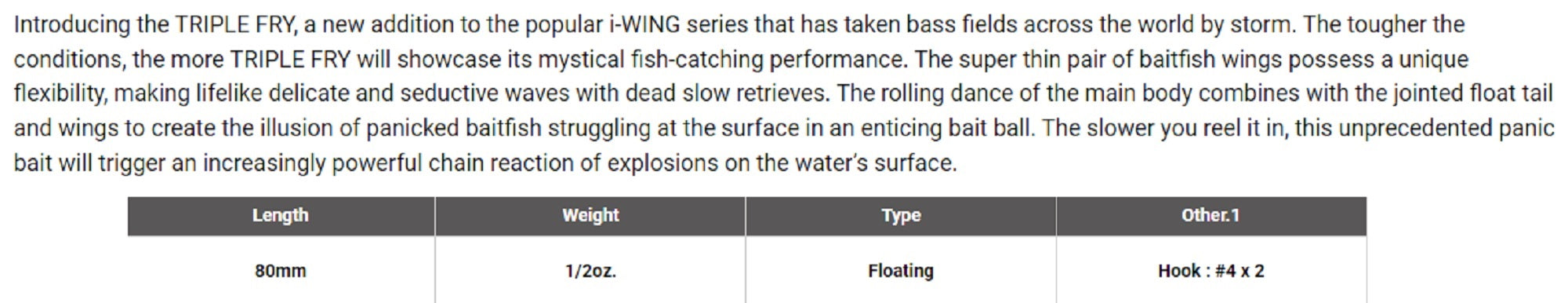 Megabass I-Wing Triple Fry 80 mm 1/2 oz Floating Lure Arowana (7637)
