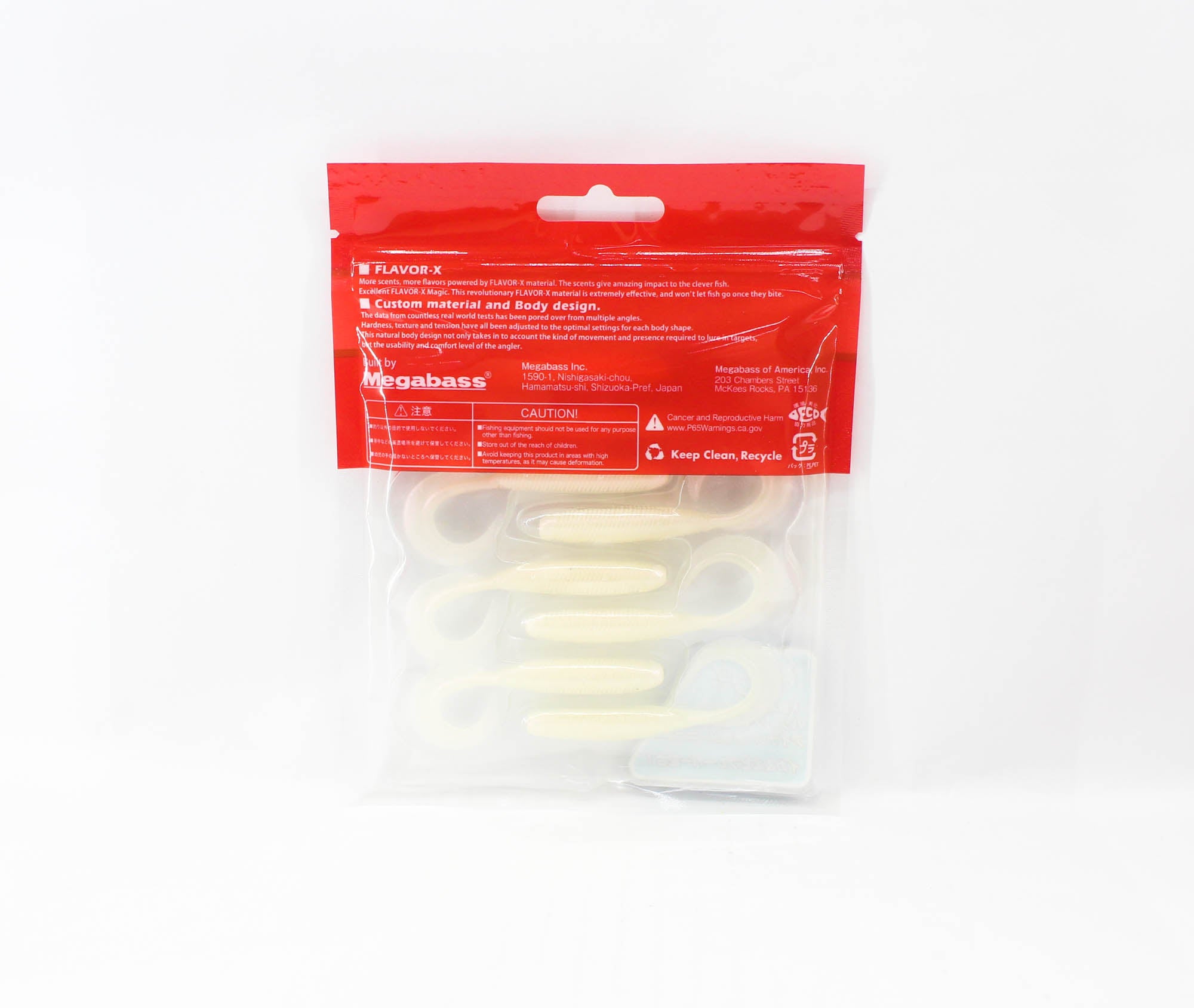 Megabass Soft Lure Kemuri Curly 2.5 Inches Pearl White (0194)