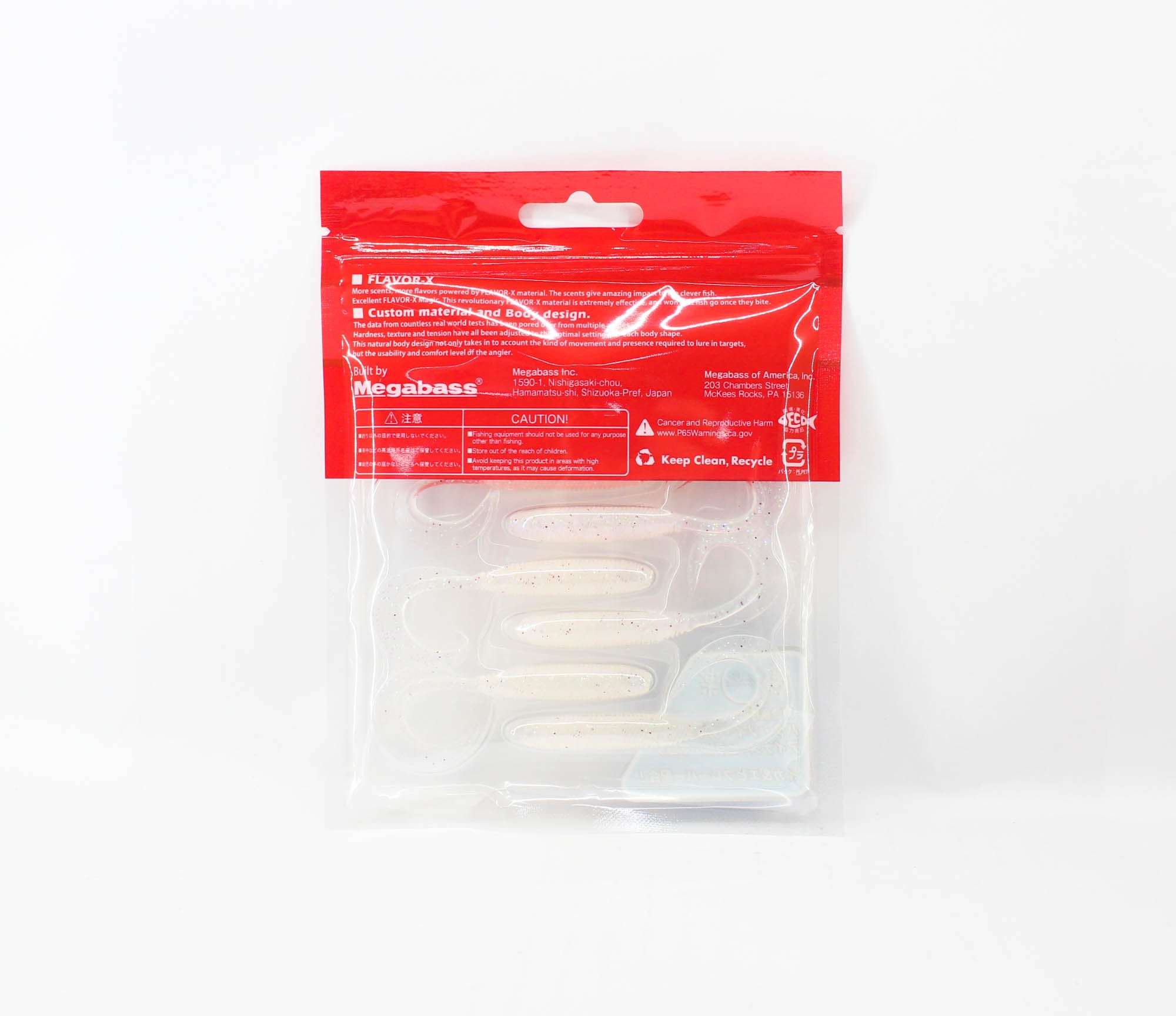 Megabass Soft Lure Kemuri Curly 2.5 Inches Clear Holo (0200)