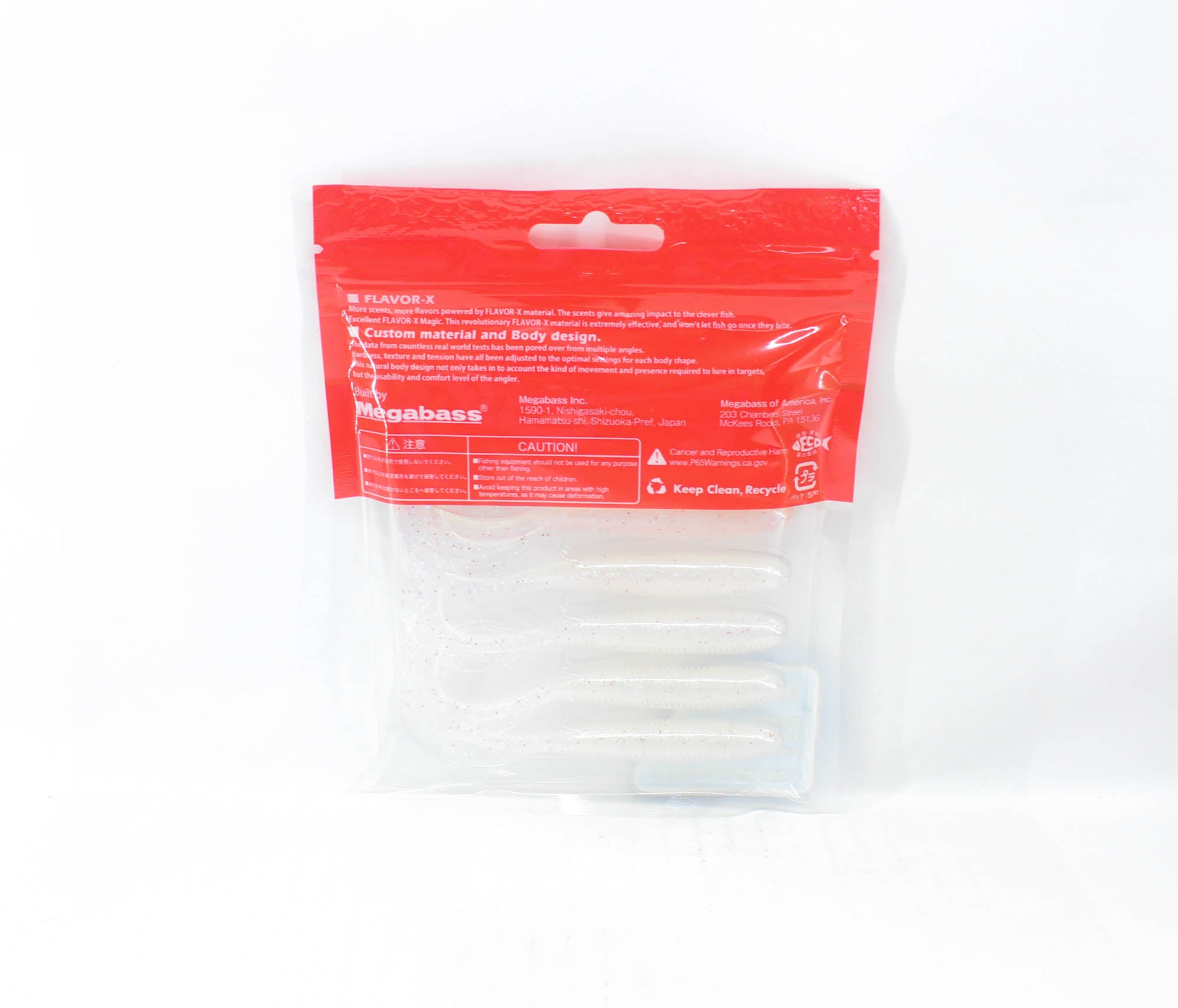 Megabass Soft Lure Kemuri Curly 3.5 Inches Clear Holo (0347)