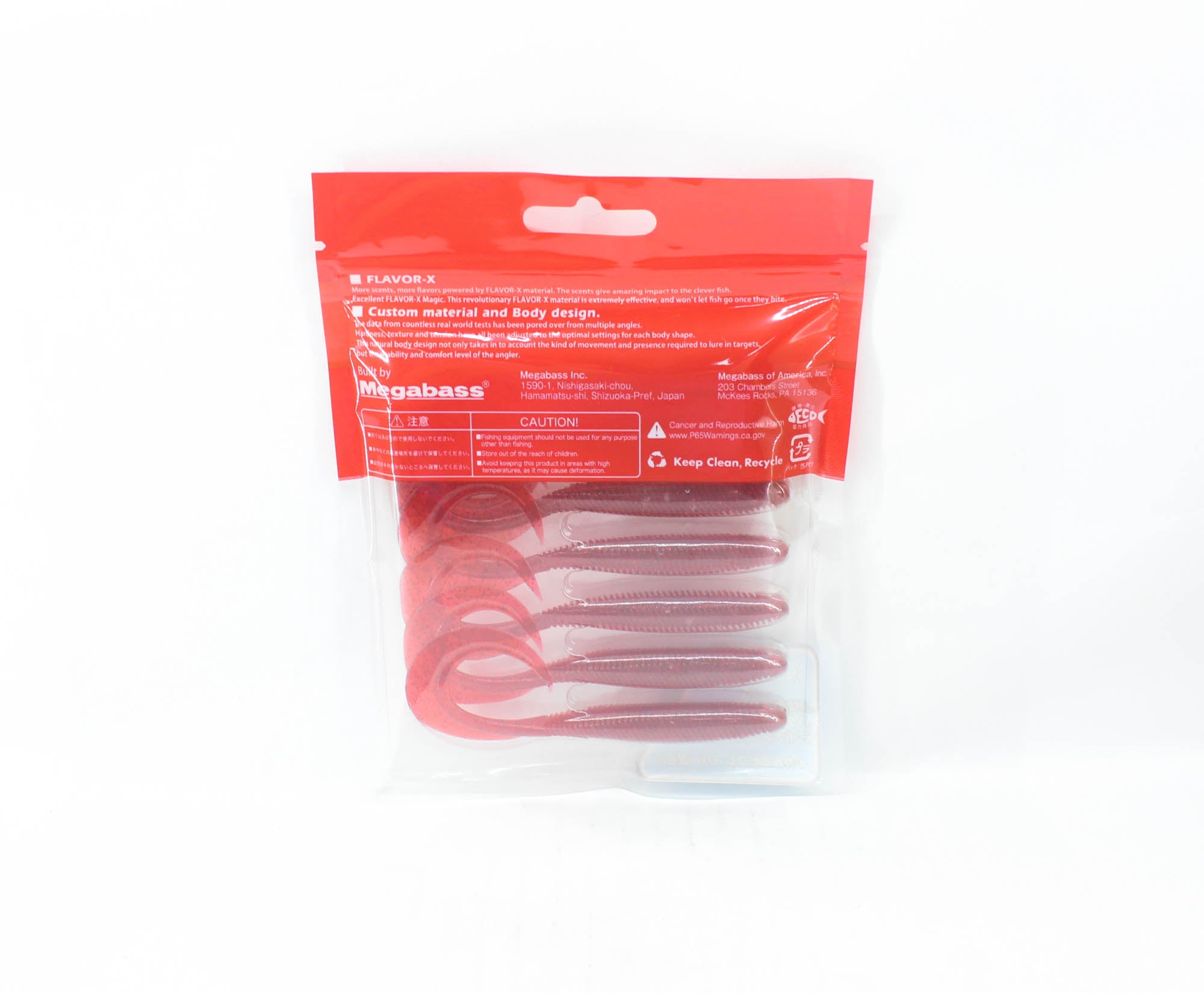 Megabass Soft Lure Kemuri Curly 3.5 Inches Clear Red (0361)