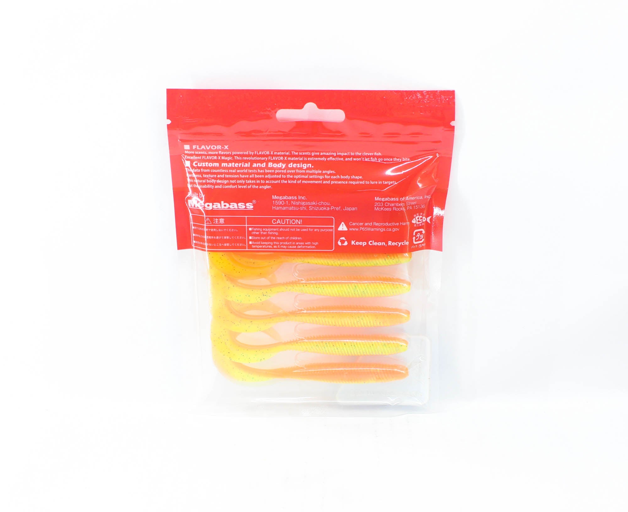 Megabass Soft Lure Kemuri Curly 3.5 Inches Orange Back Chart (0378)