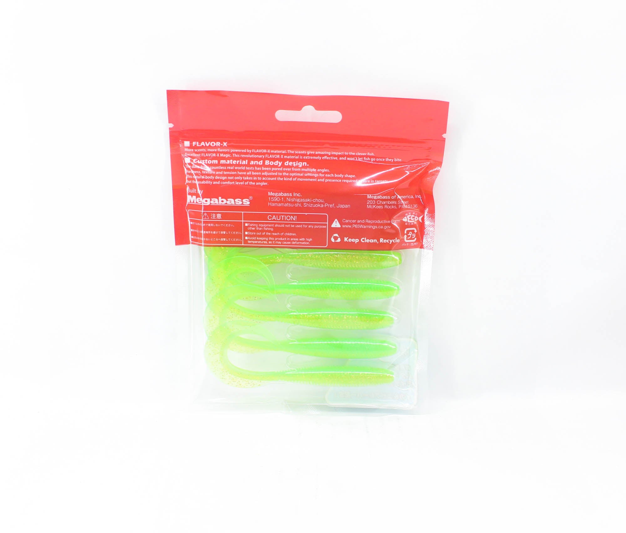 Megabass Soft Lure Kemuri Curly 3.5 Inches Lime Chart Gold F (0408)