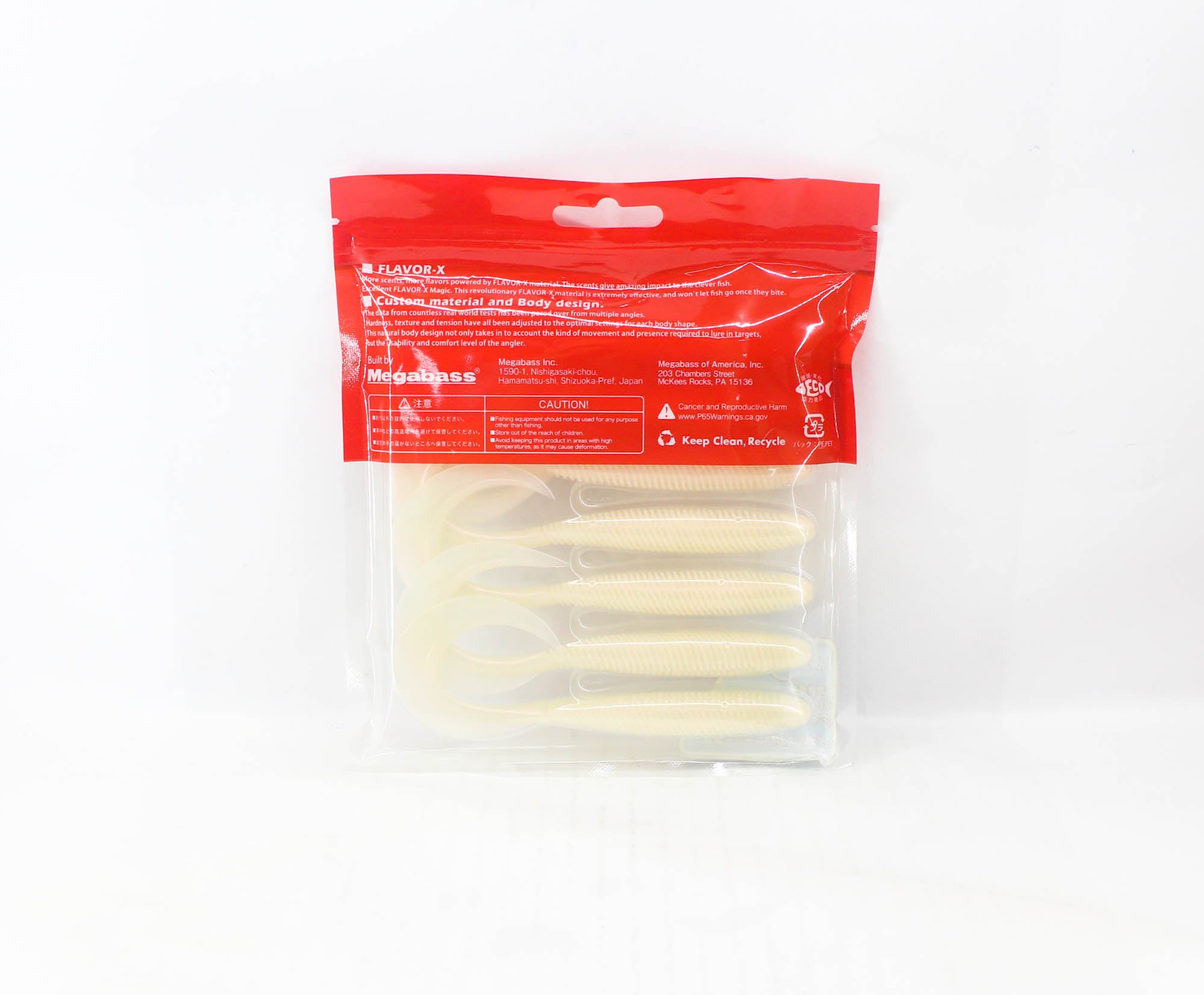 Megabass Soft Lure Kemuri Curly 4.5 Inches Pearl White (0477)