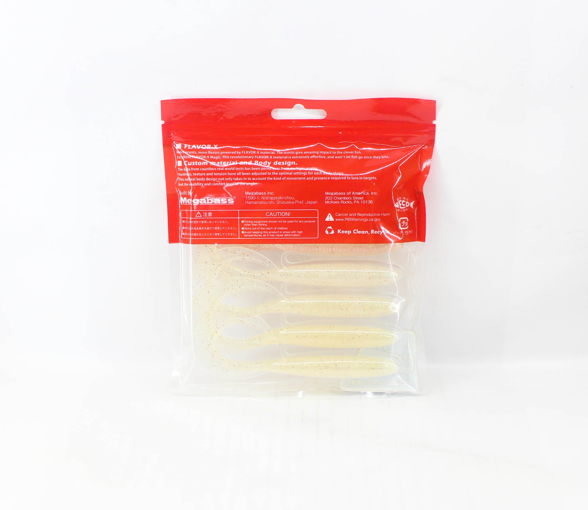 Megabass Soft Lure Kemuri Curly 4.5 Inches Clear Holo (0484)
