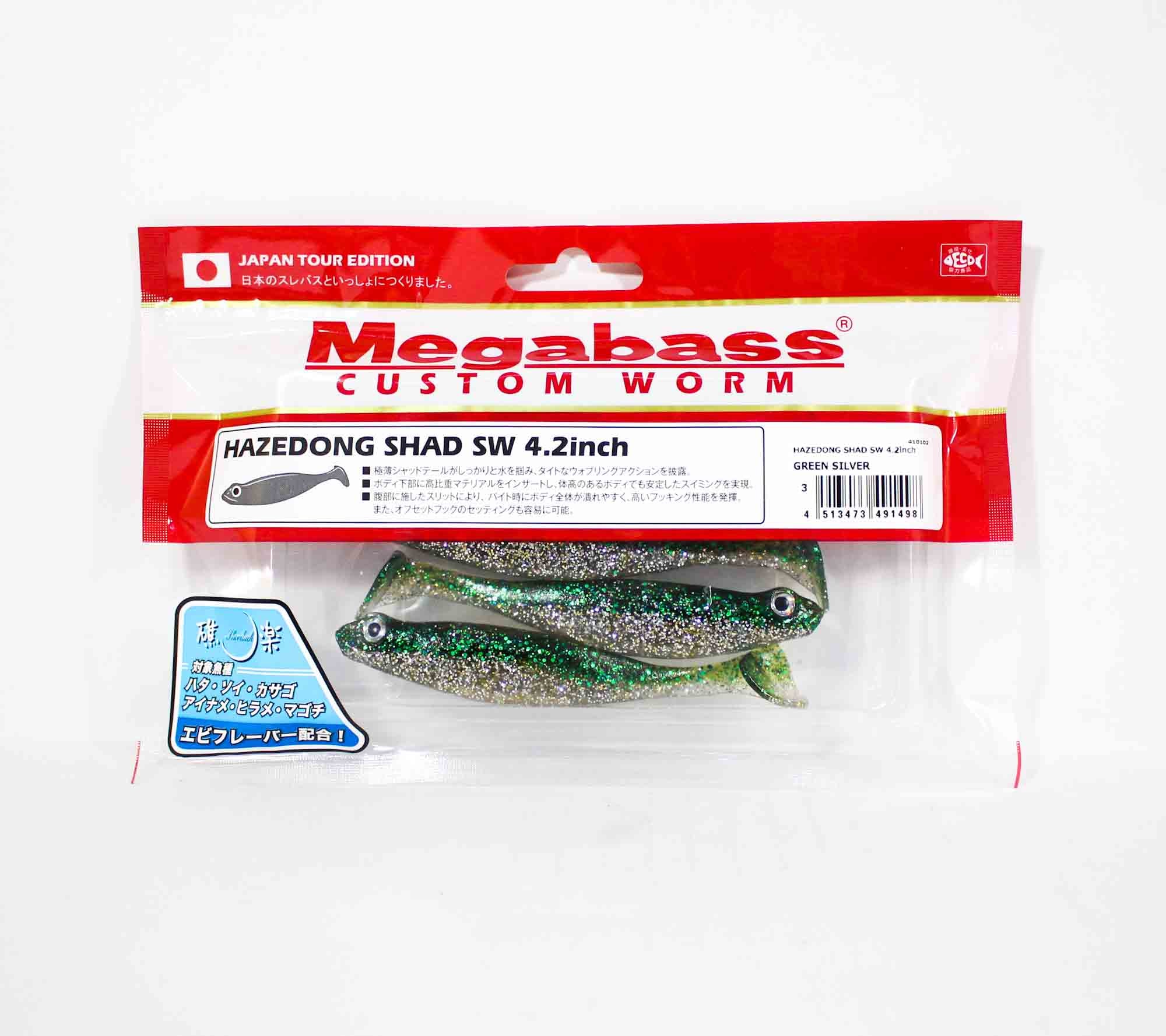 Megabass Soft Lure Hazedong Shad SW 4.2 Inches Green Silver (1498)