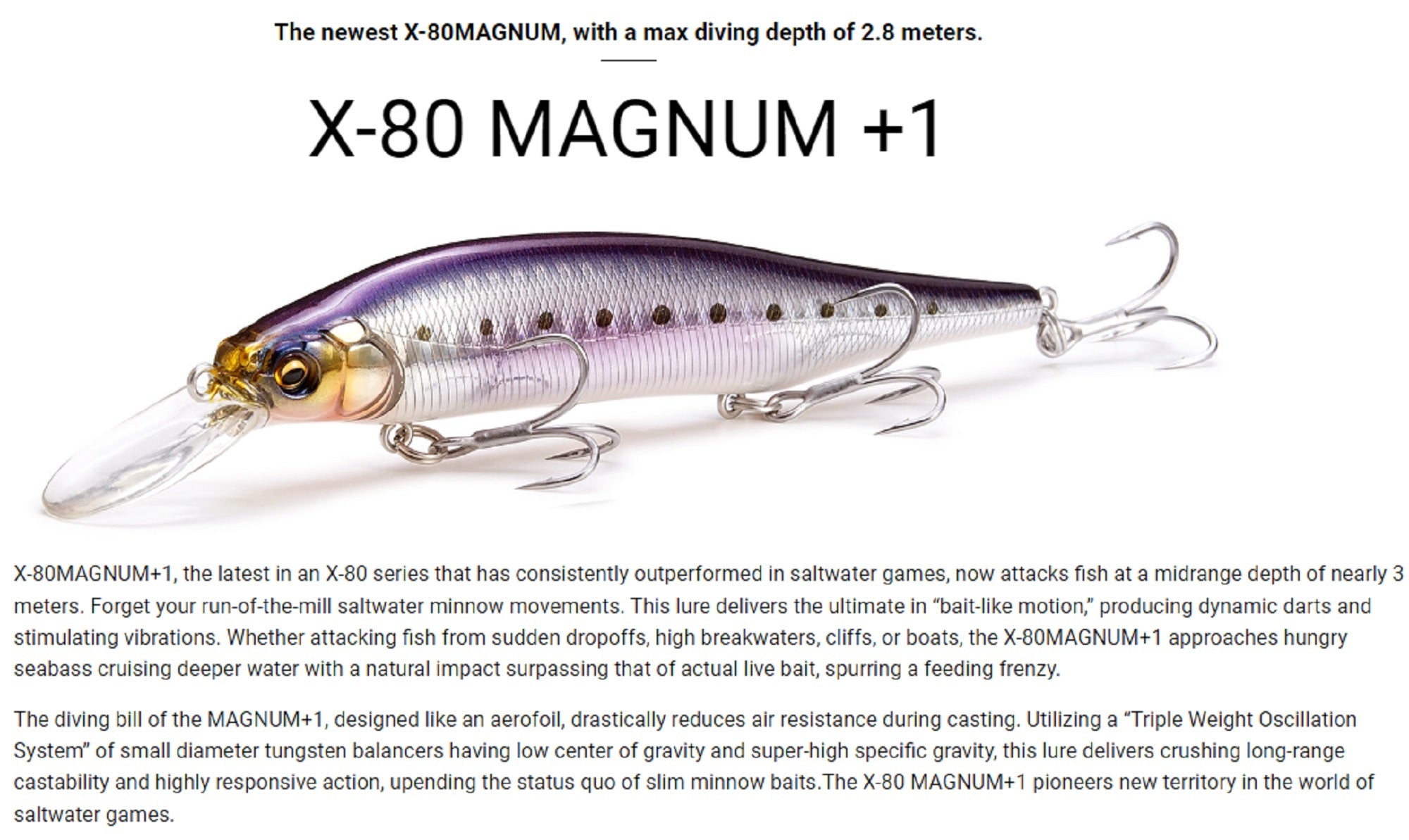 Megabass X-80 Magnum +1 Sinking Lure GG Bora (2327)