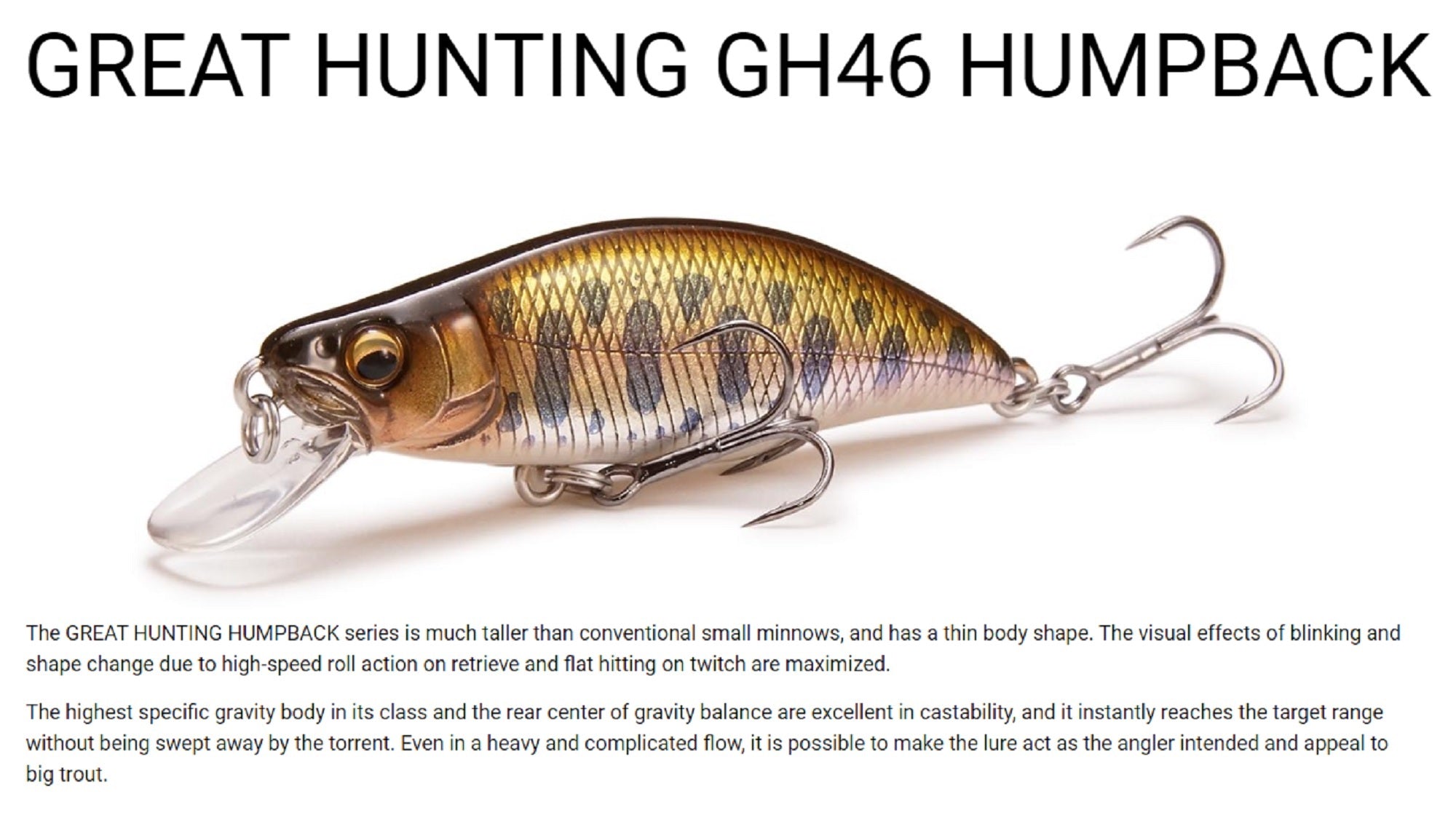 Megabass GH 46 Humpback FS Sinking Lure Parmark Mat Tiger (4277)