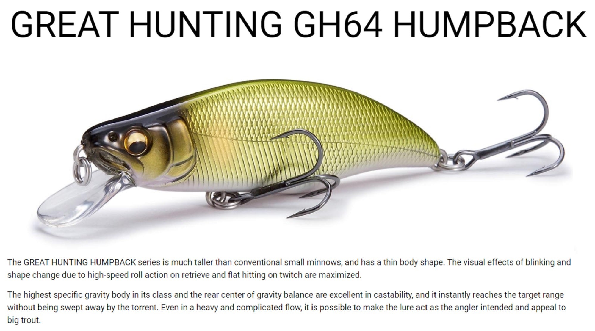 Megabass GH 64 Humpback FS Sinking Lure Parmark Mat Tiger (4635)