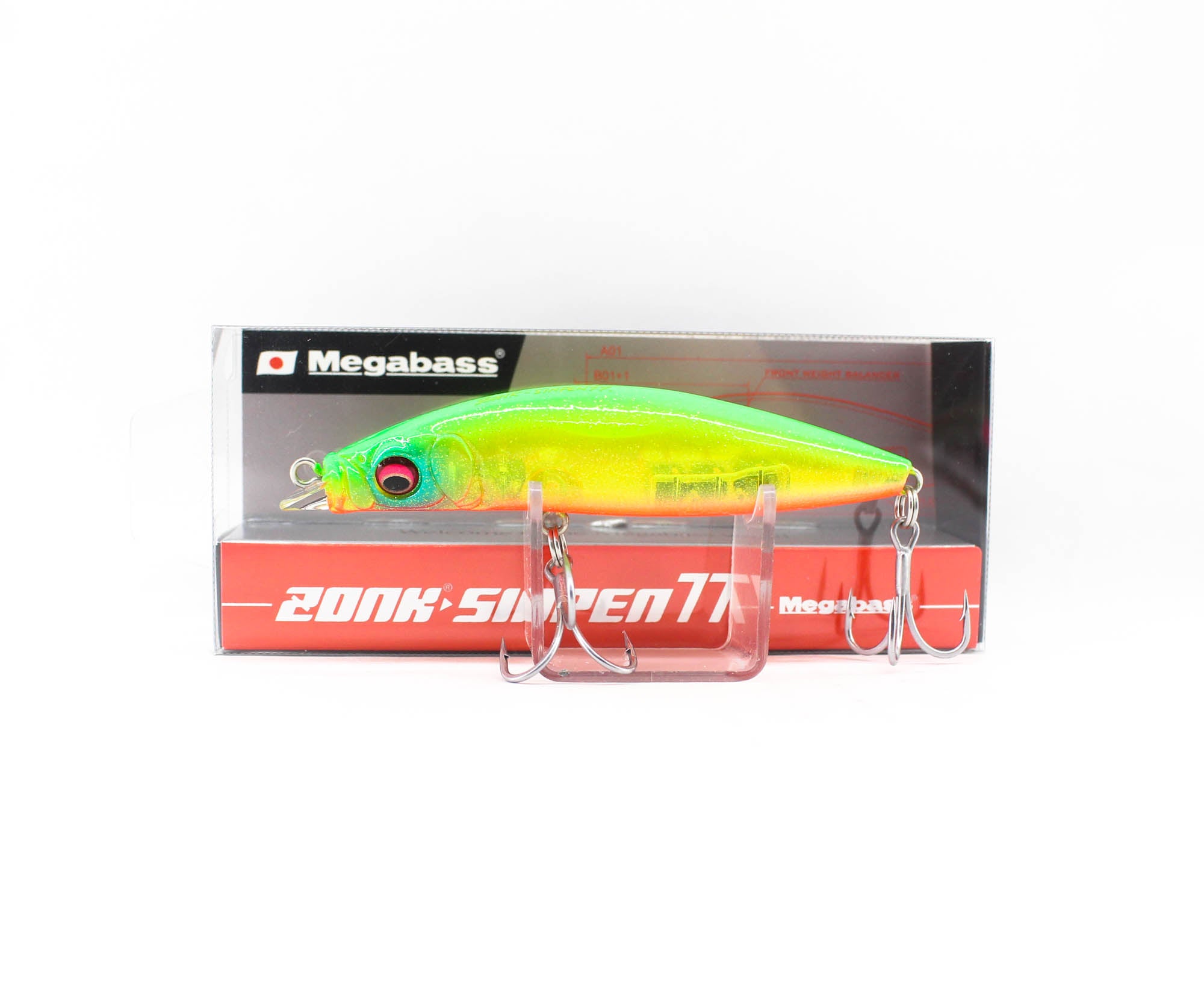 Megabass Zonk Sinpen 77 Sinking Lure Ghost Lime Chart OB (3184)