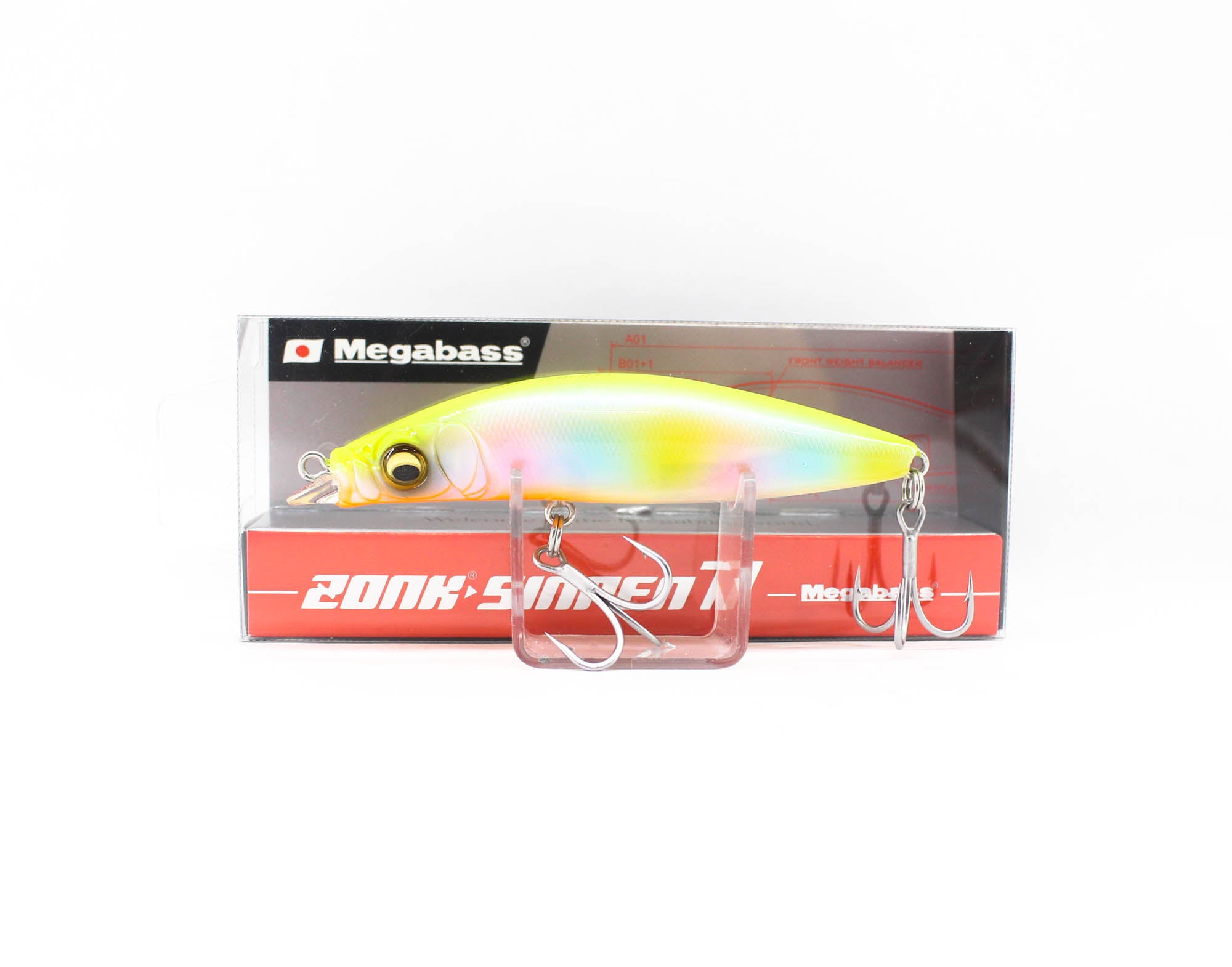 Megabass Zonk Sinpen 77 Sinking Lure PM Chart Back Raibow (3191)