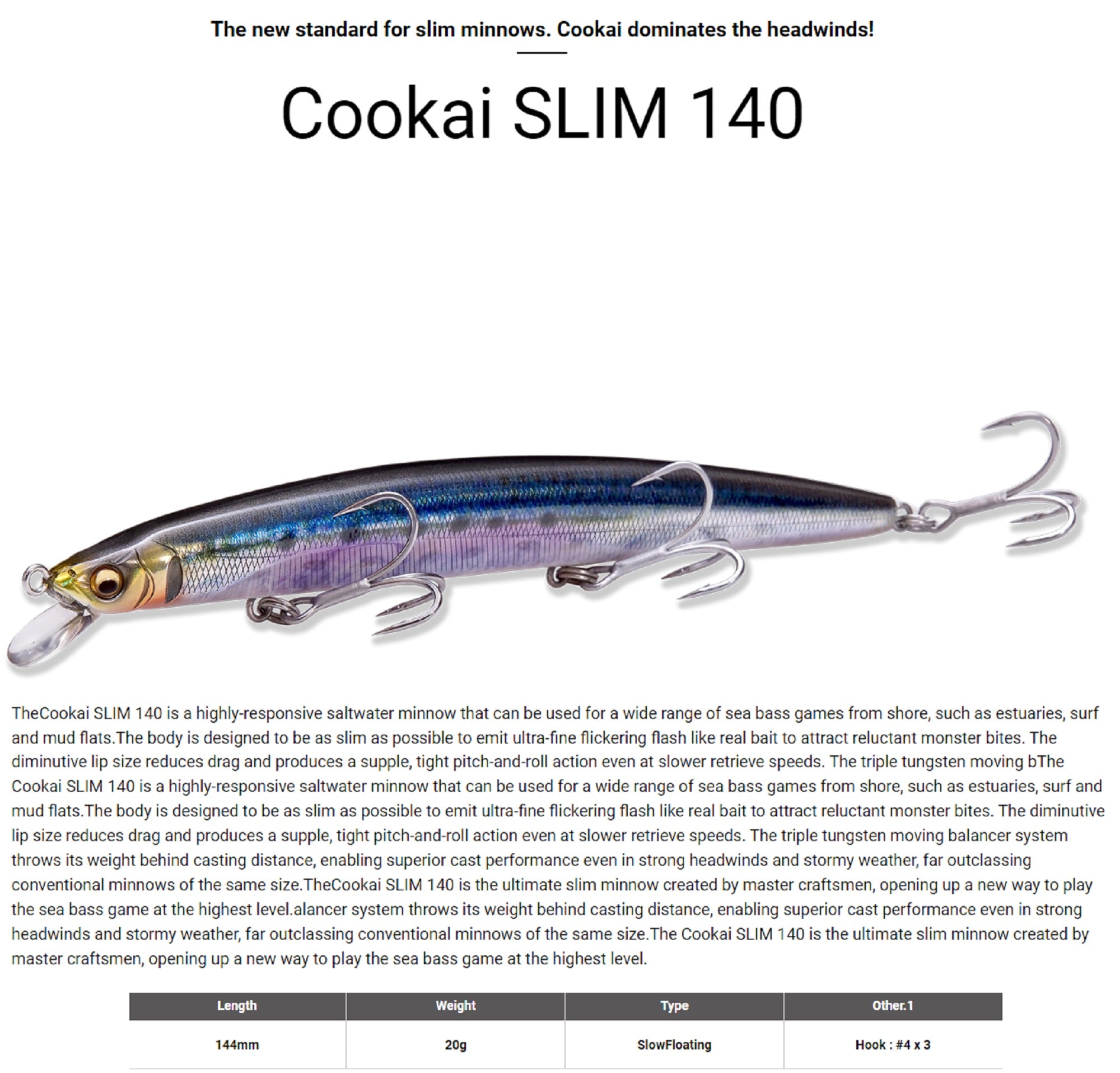 Megabass Cookai Slim 140F Floating Lure FA Enshu Kisu (6406)