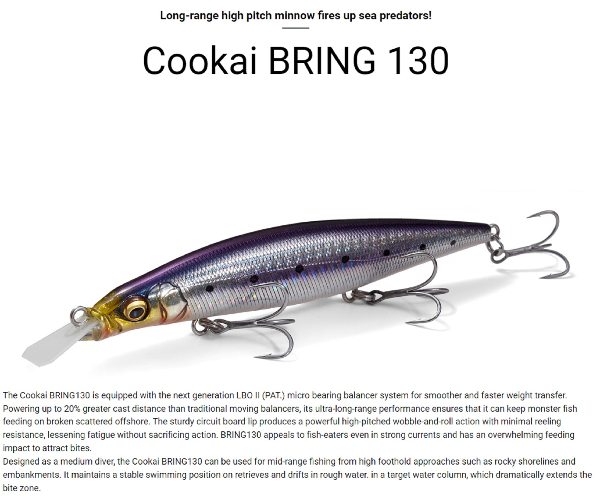 Megabass Cookai Bring 130S Sinking Lure Do Chart (7984)