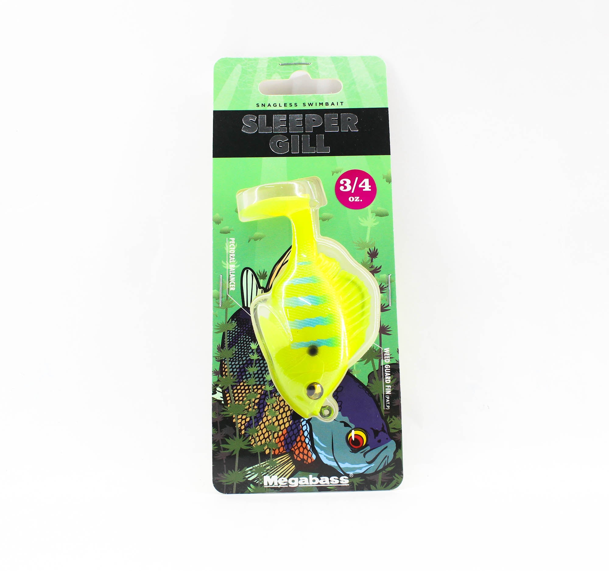 Megabass Soft Lure Sleeper Gill 3.2 Inch 3/4 oz Ghost Lime Chart Gil (8837)