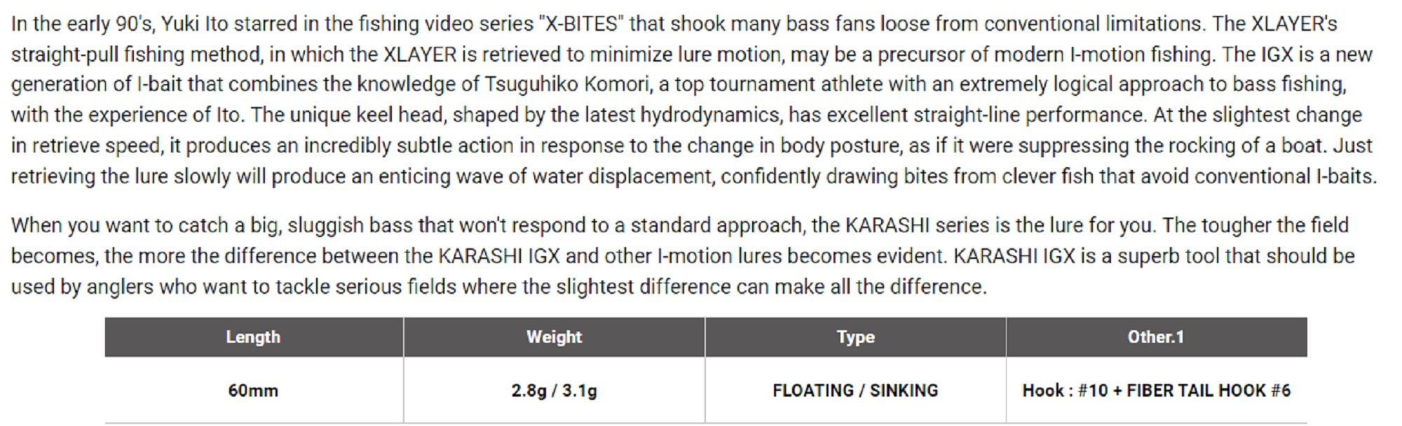 Megabass Karashi IGX 60F Floating Lure GG Chiayu (9445)