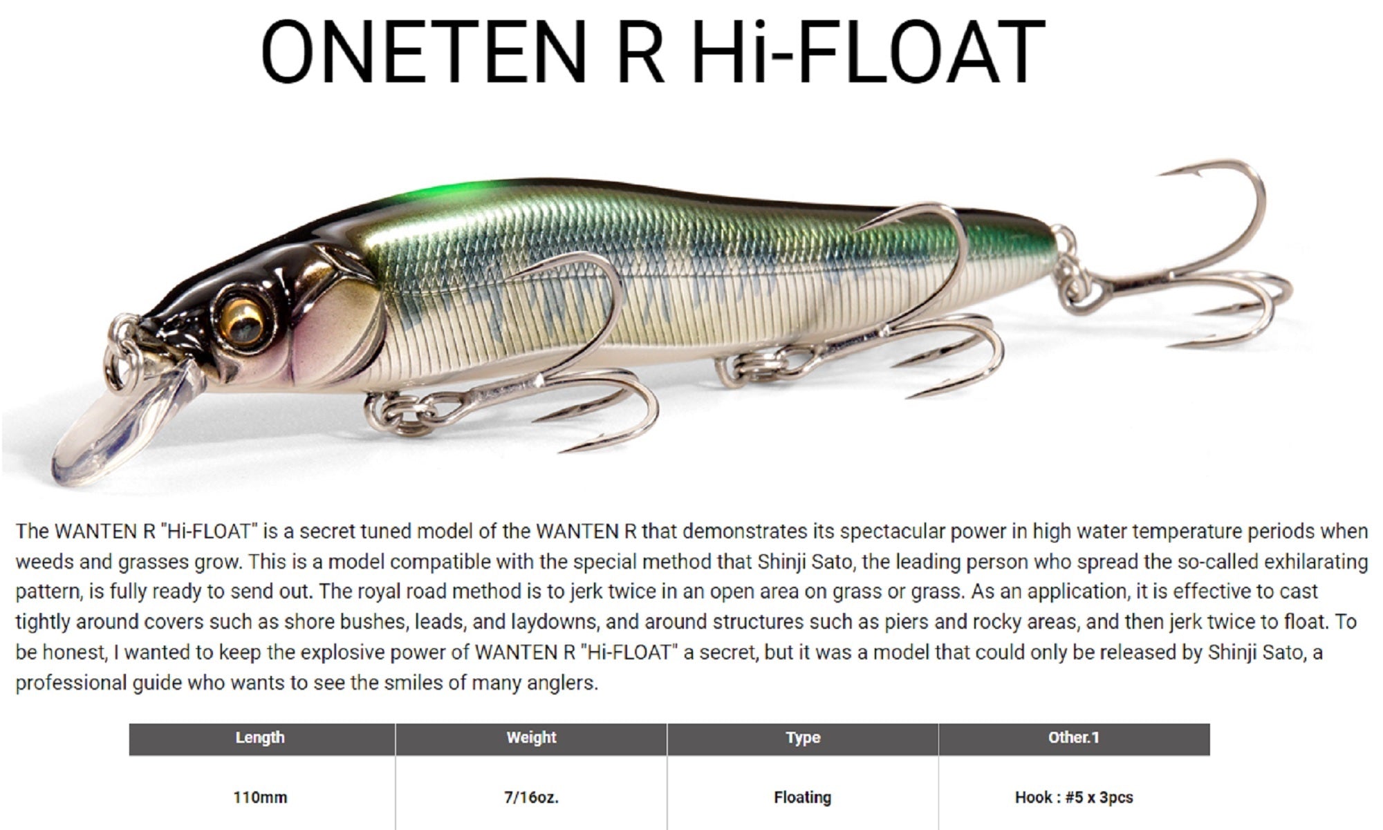 Megabass Vision 110 Oneten High Floating Lure Wagin Ingicater Hasu (1103)