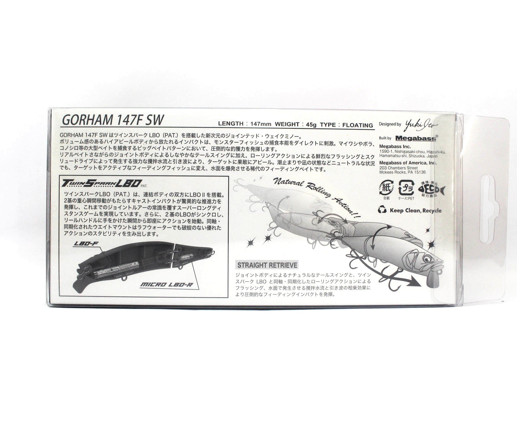 Megabass Gorham 147F SW Floating Lure Do Chart OB (8669)