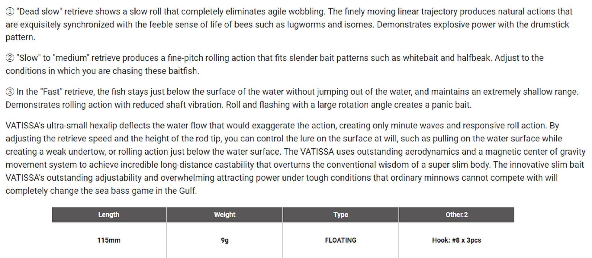 Megabass Vatissa 115F Floating Lure GP Ghost Chart Back (9307)