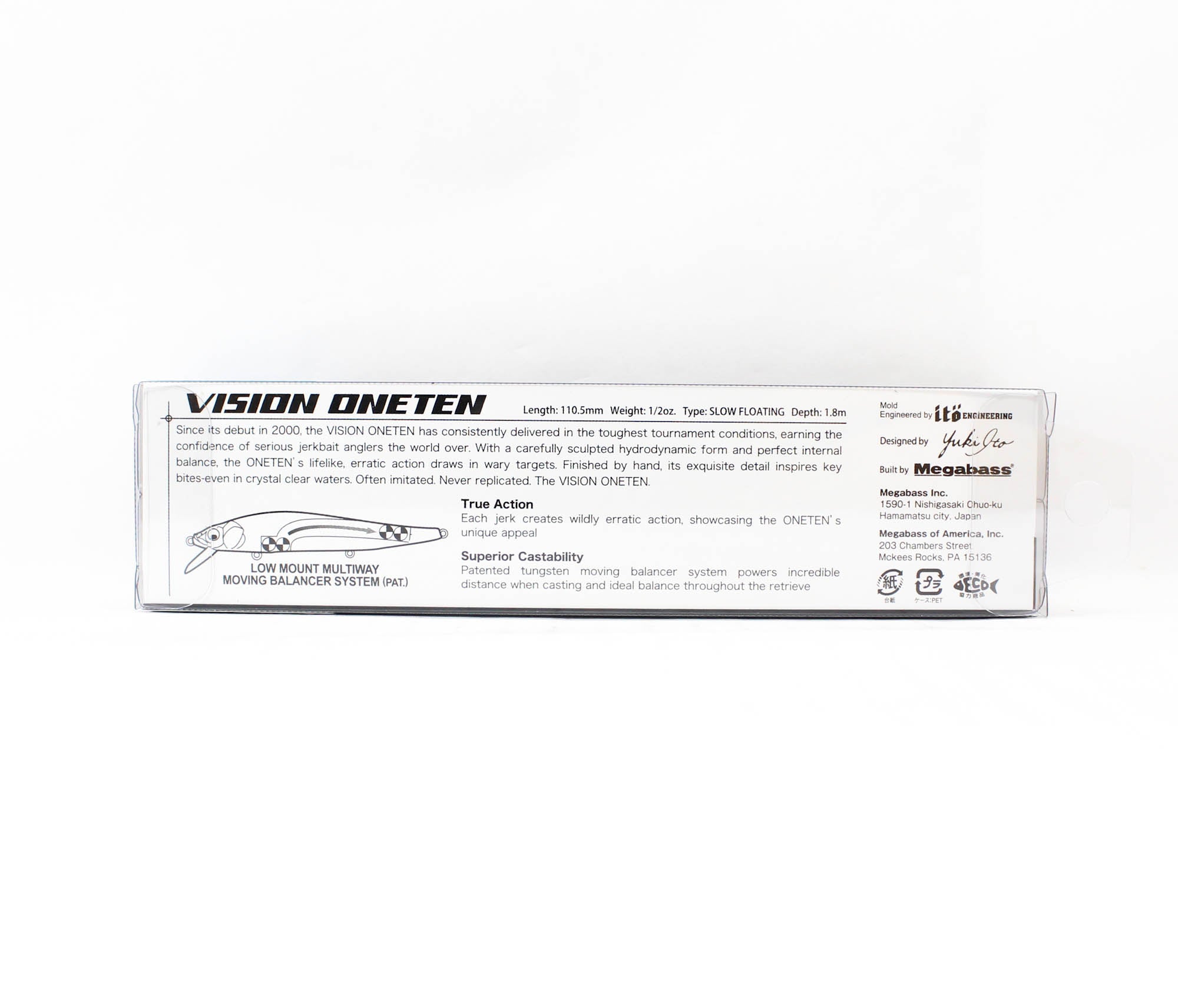 Megabass Vision 110 Oneten Regular Slow Floating Lure FA Ghost Kawa (0548)