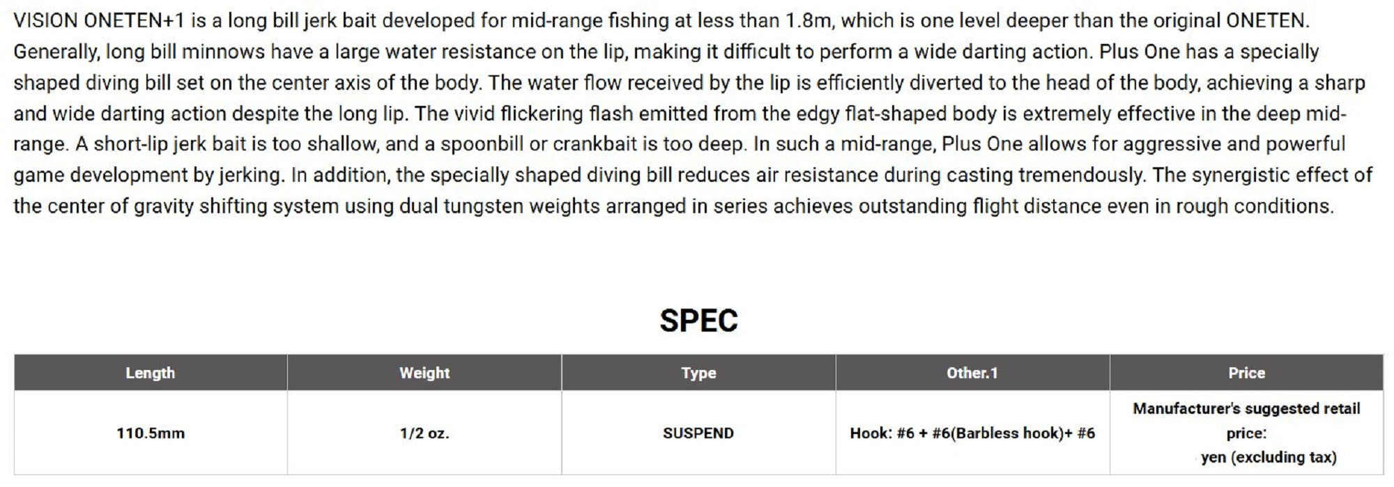 Megabass Vision 110 Oneten 1 Feet Suspend Lure GLX Rainbow (0586)