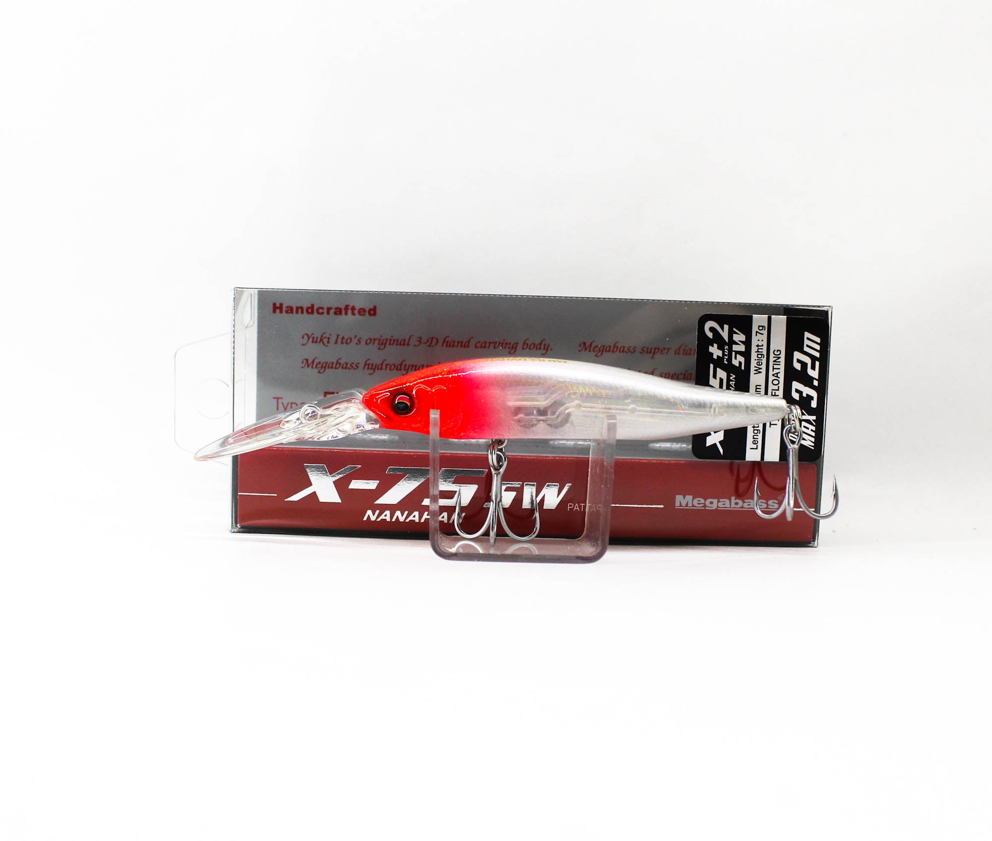 Megabass X-Nanahan +2 SW 75 mm 1/4 oz Floating Lure GP Red Head (3845)