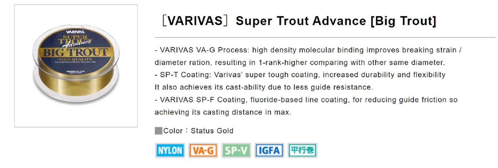 Varivas Nylon Super Trout Advance Big Trout Line 150m 20lb (5481)