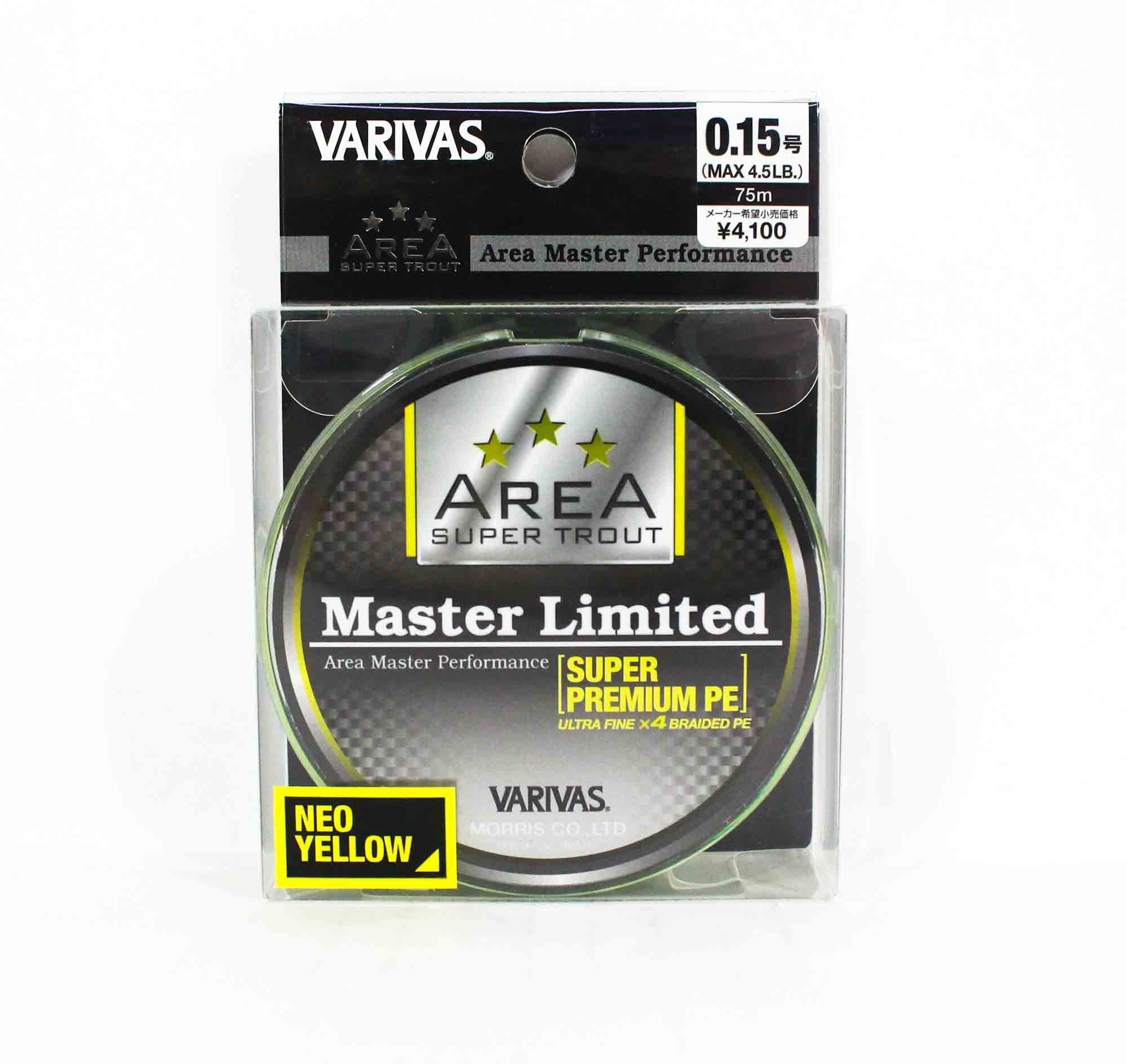 Varivas P.E Line Trout Area Master Limited 75m Yellow P.E 0.15 4.5lb (4957)