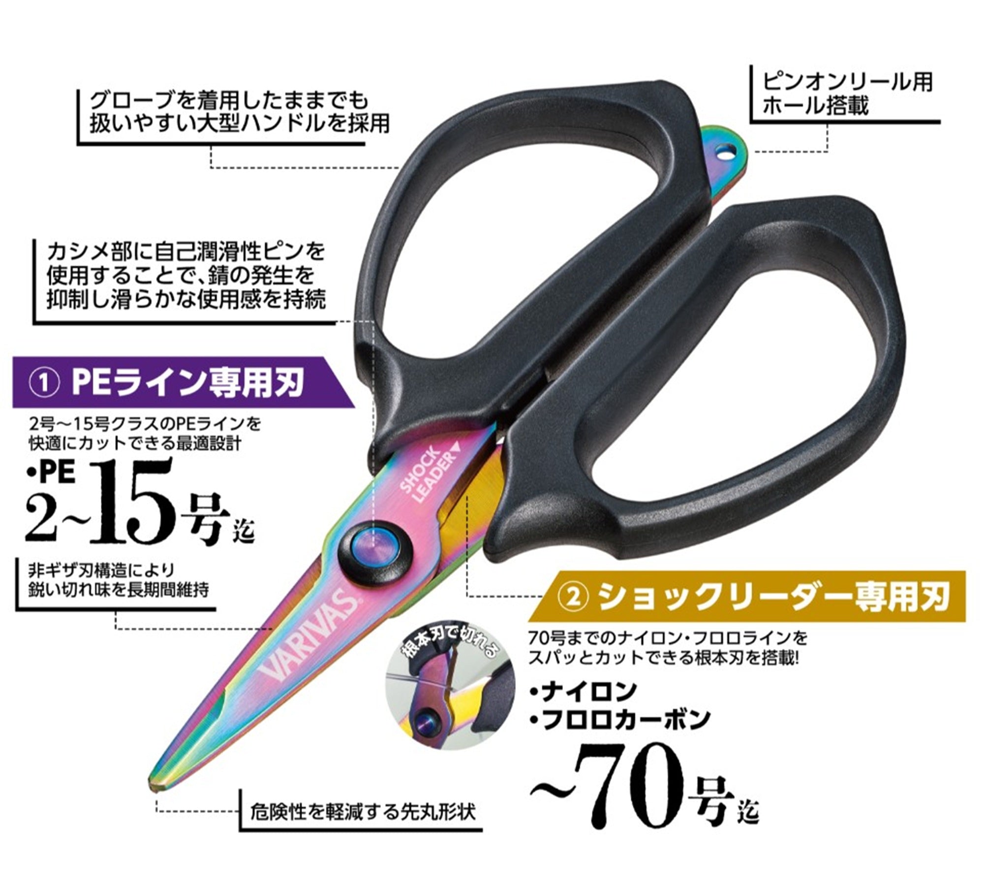 Varivas VAAC-83 Scissors Magnum Stainless Steel 130mm Rainbow (1966)