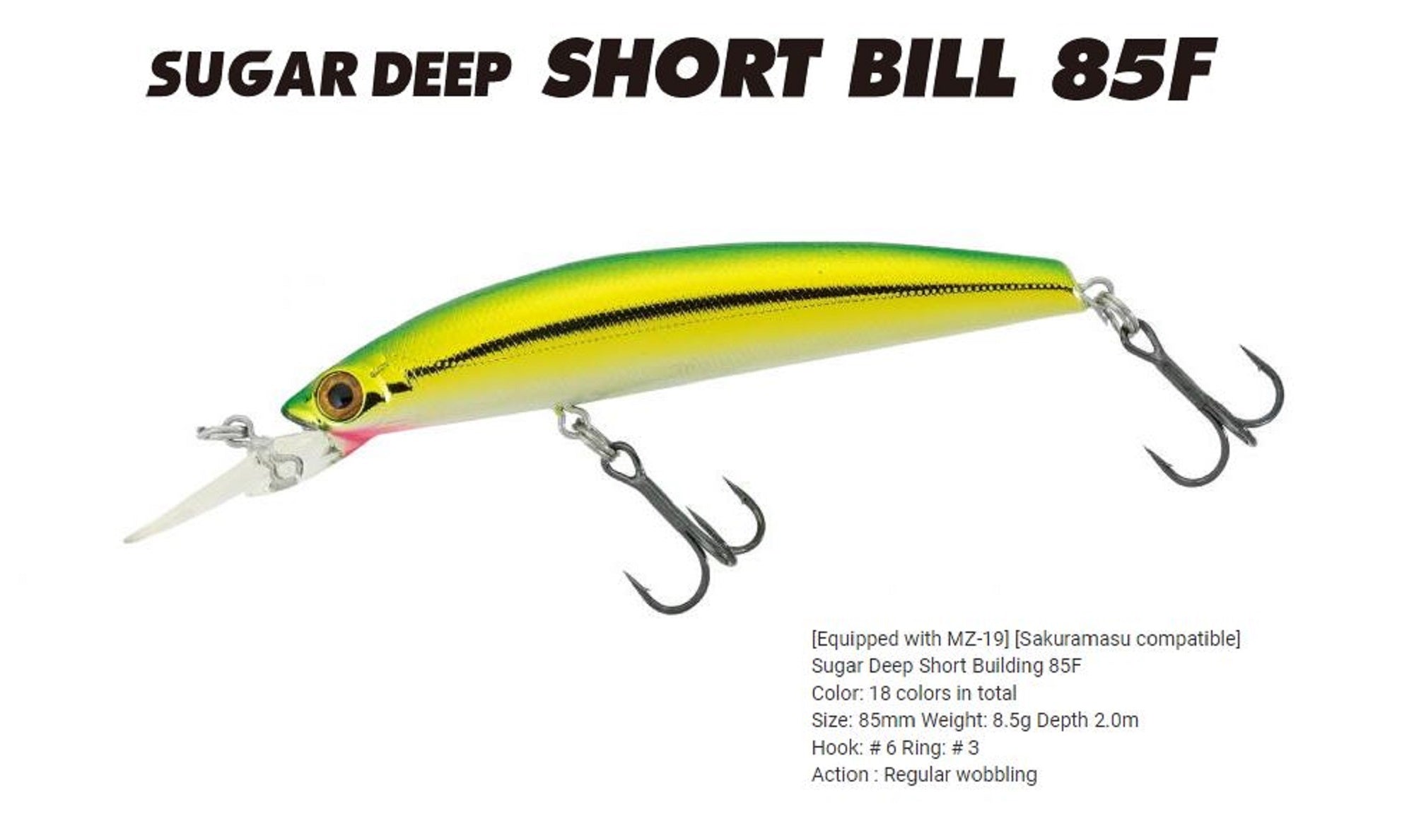 Bassday Sugar Deep Short Bill 85F Floating Lure 8.5 grams M-09 (8045)