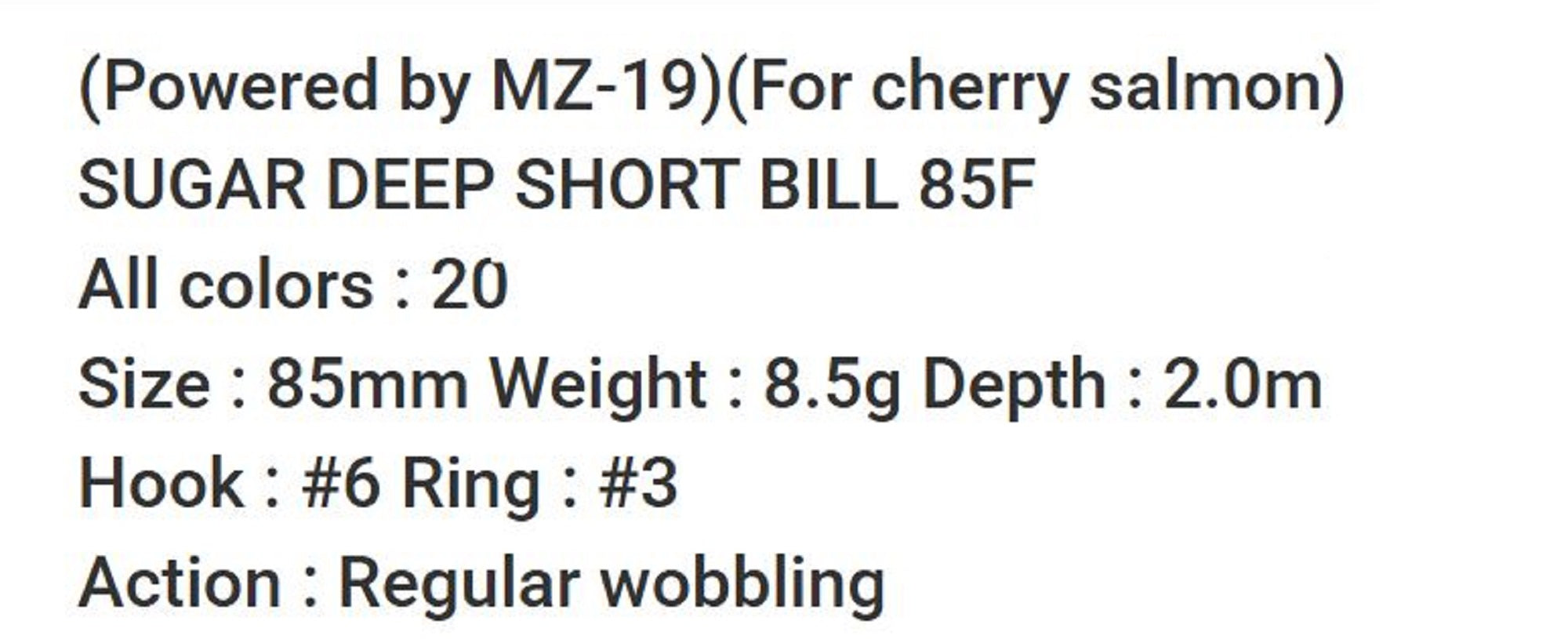 Bassday Sugar Deep Short Bill 85F Floating Lure 8.5 grams M-99 (8380)