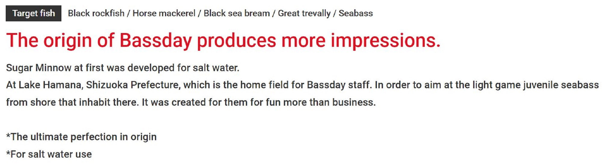 Bassday Sugar Minnow 40S Sinking Lure 1.7 grams CT-376 (9479)