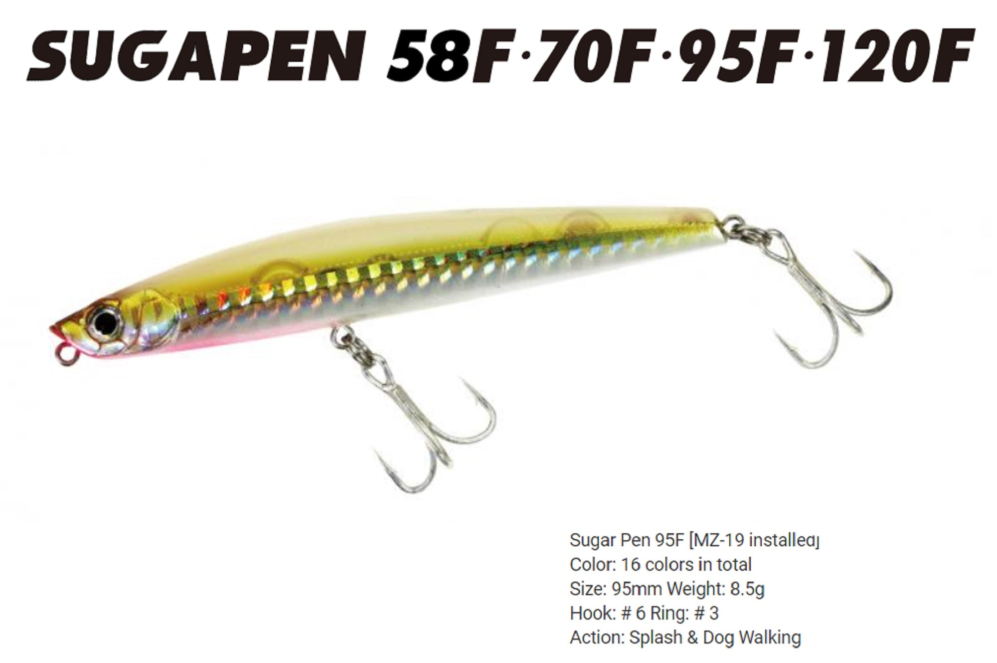 Bassday Sugar Pen 95F Floating Lure 8.5 grams WH-371 (1340)