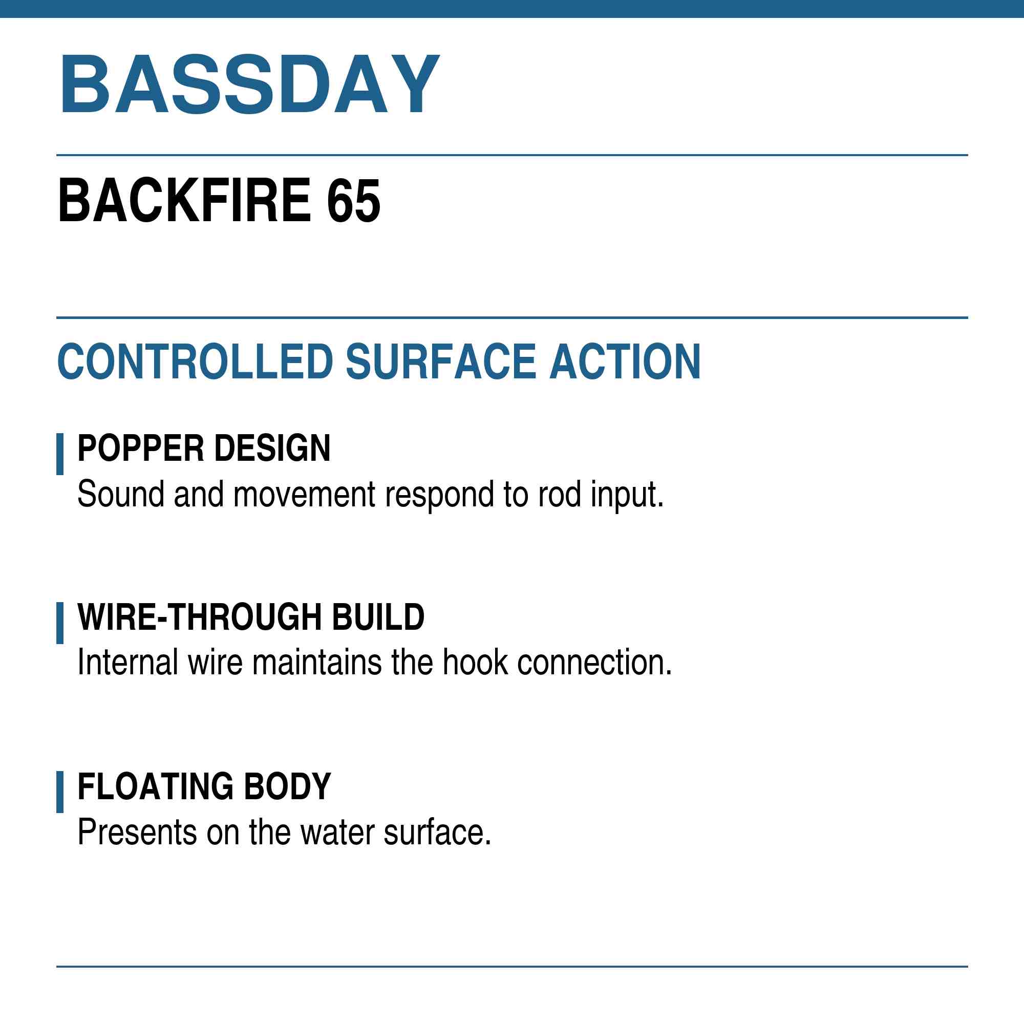 Bassday Backfire 65 Popper Floating Lure P-161 (9216)