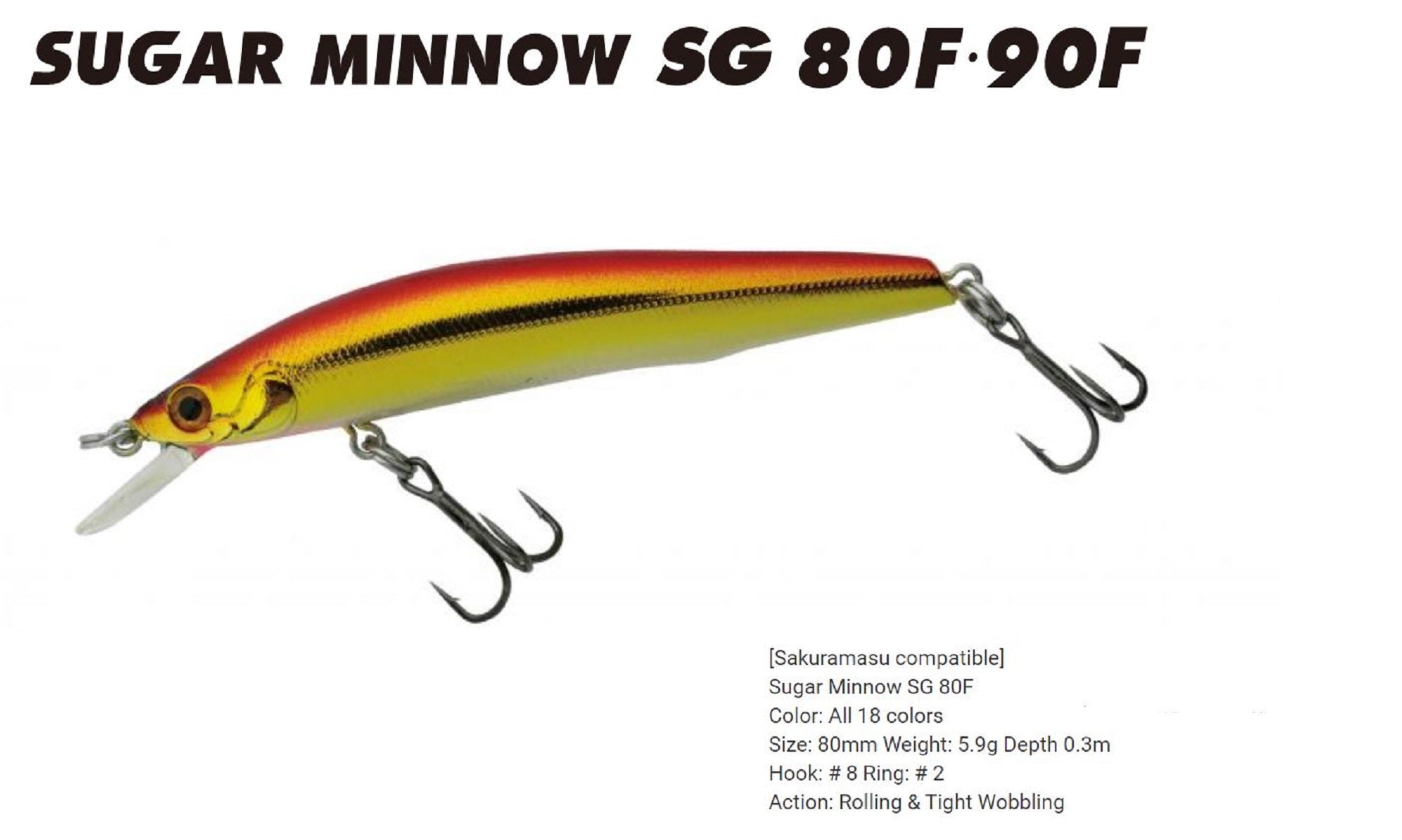 Bassday Sugar Minnow SG 80F Floating Lure 5.9 grams M-99 (6164)