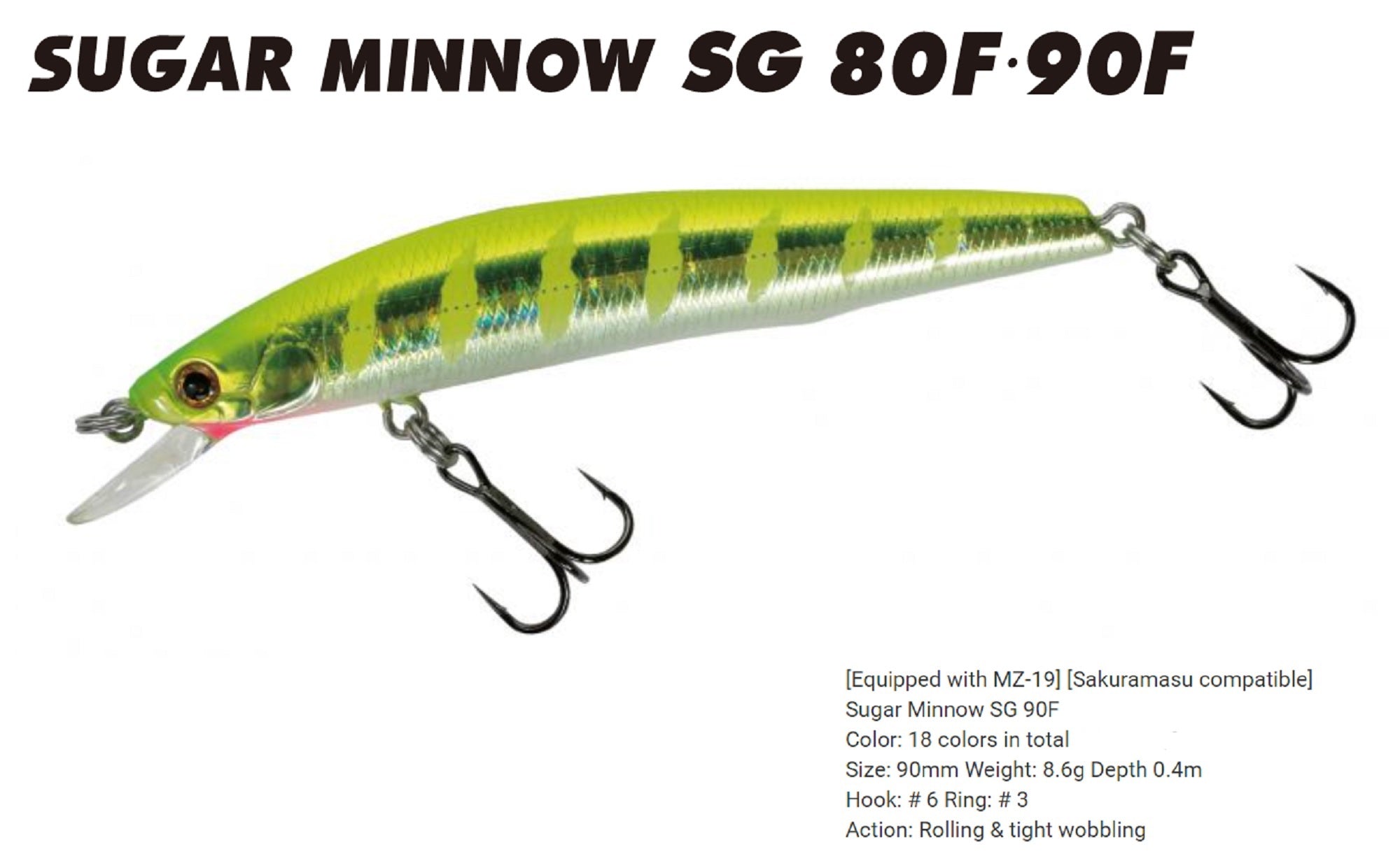 Bassday Sugar Minnow SG 90F Floating Lure 8.6 grams M-03 (7512)