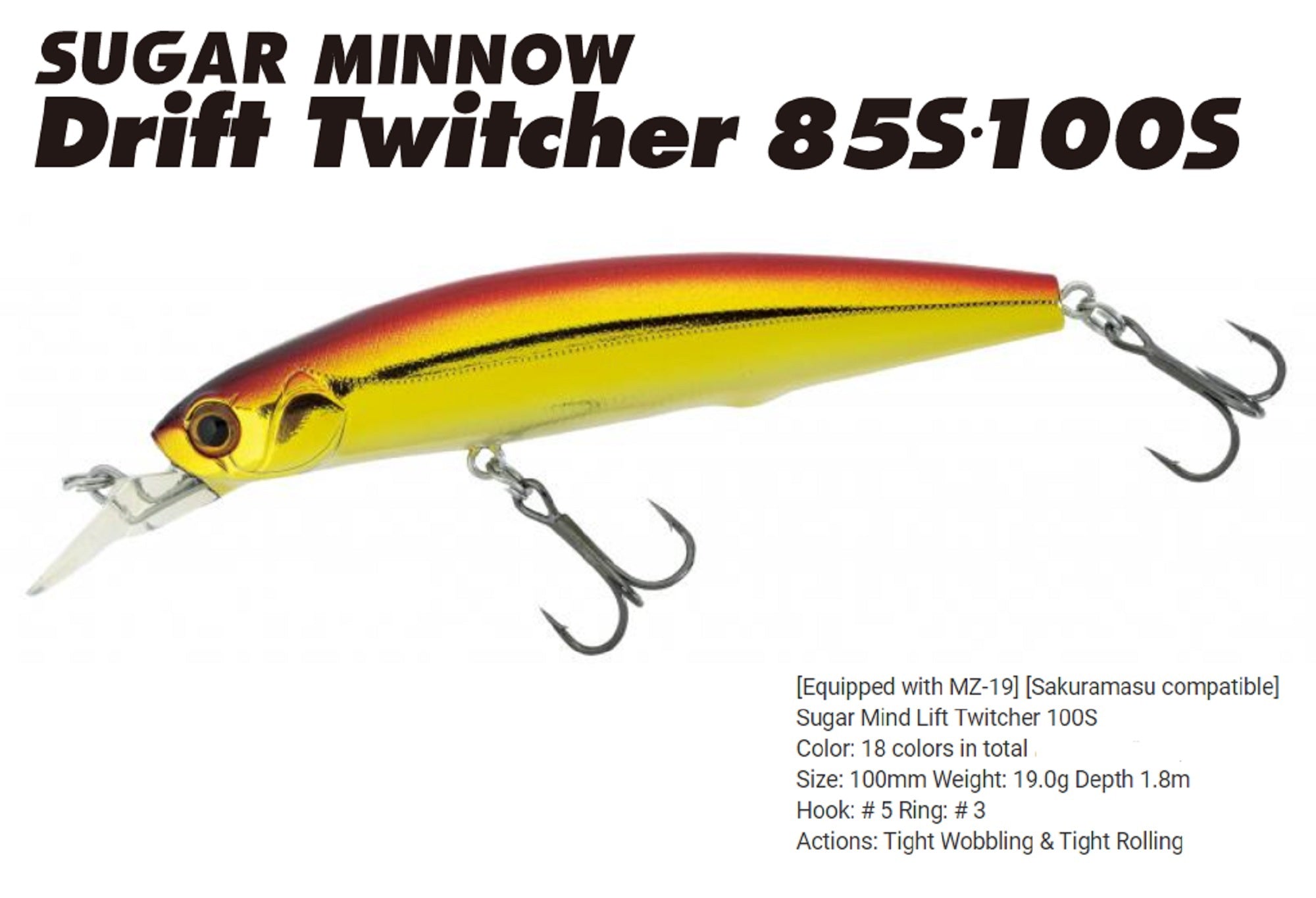 Bassday Sugar Minnow Drift Twitcher 100S Sinking Lure 19g FL-396 (2523)