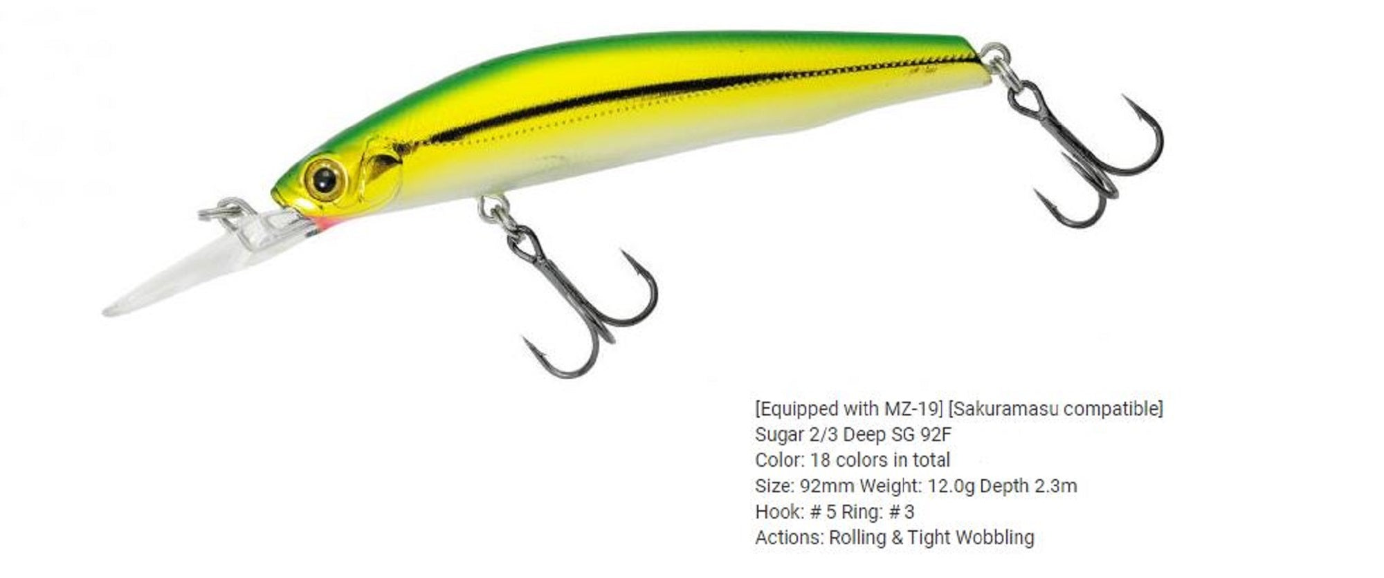 Bassday Sugar 2/3 Deep SG 92F Floating Lure 12 grams PR-04 (9130)