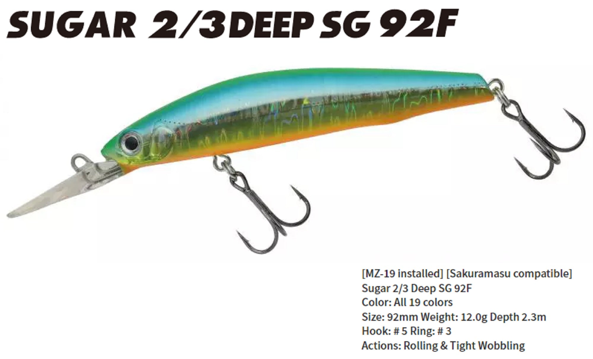 Bassday Sugar 2/3 Deep SG 92F Floating Lure 12 grams P-501 (9291)