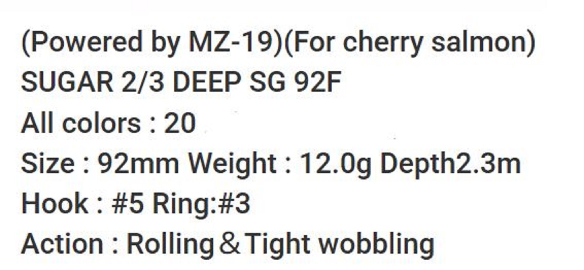 Bassday Sugar 2/3 Deep SG 92F Floating Lure 12 grams RD-158 (9352)