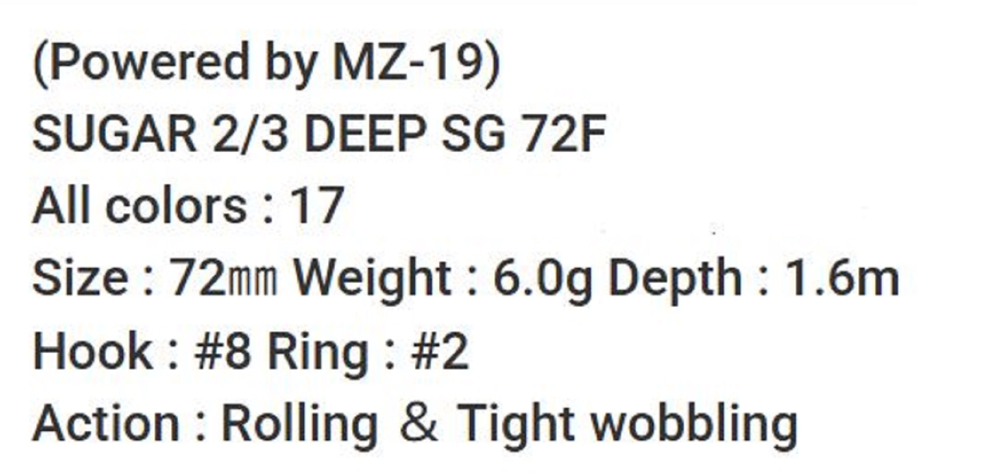 Bassday Sugar 2/3 Deep SG 72F Floating Lure 6 grams M-04 (1027)