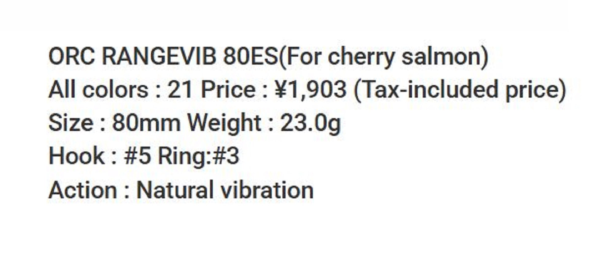 Bassday ORC Range Vibe 80 ES Extra Sinking Vibration Lure FL-315 (6268)