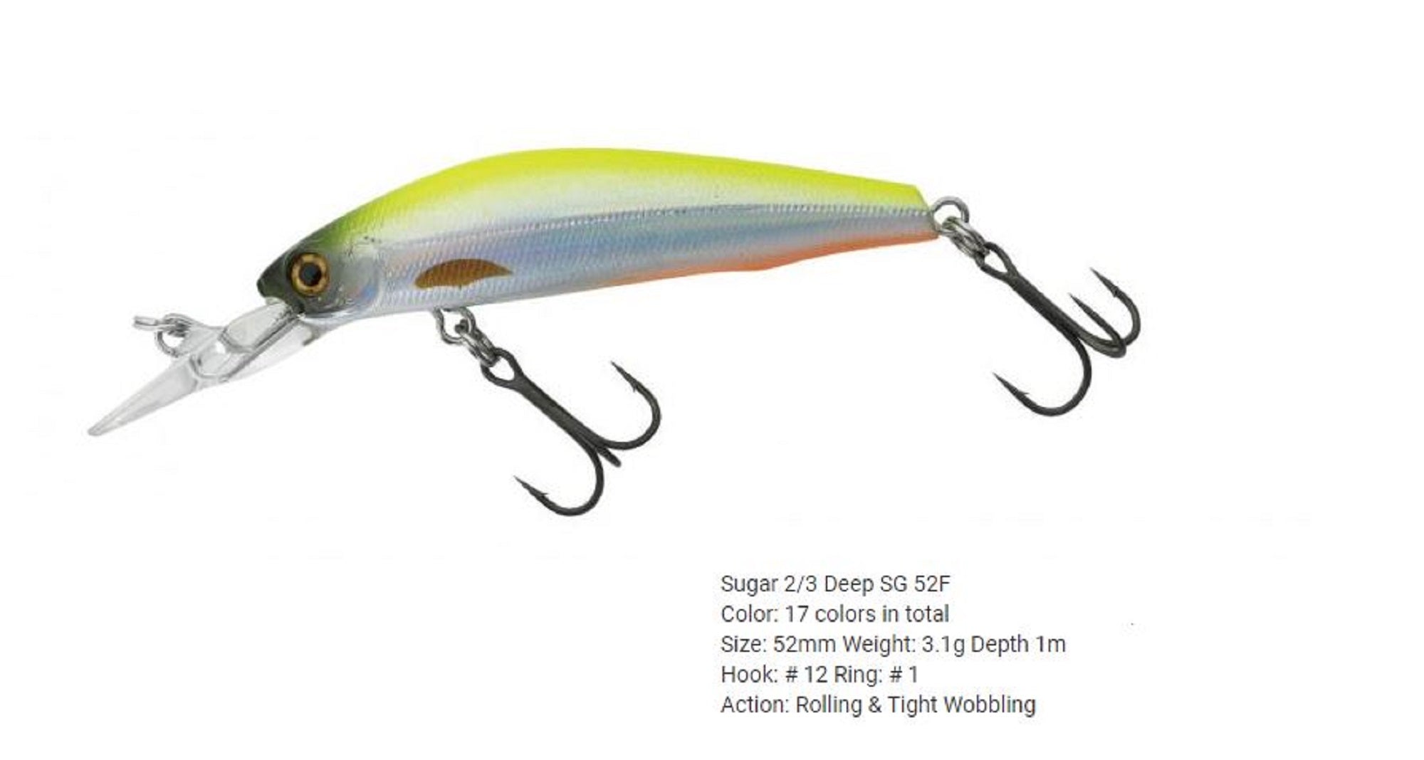 Bassday Sugar 2/3 Deep SG 52F Floating Lure 3.1 grams H-208R (4218)