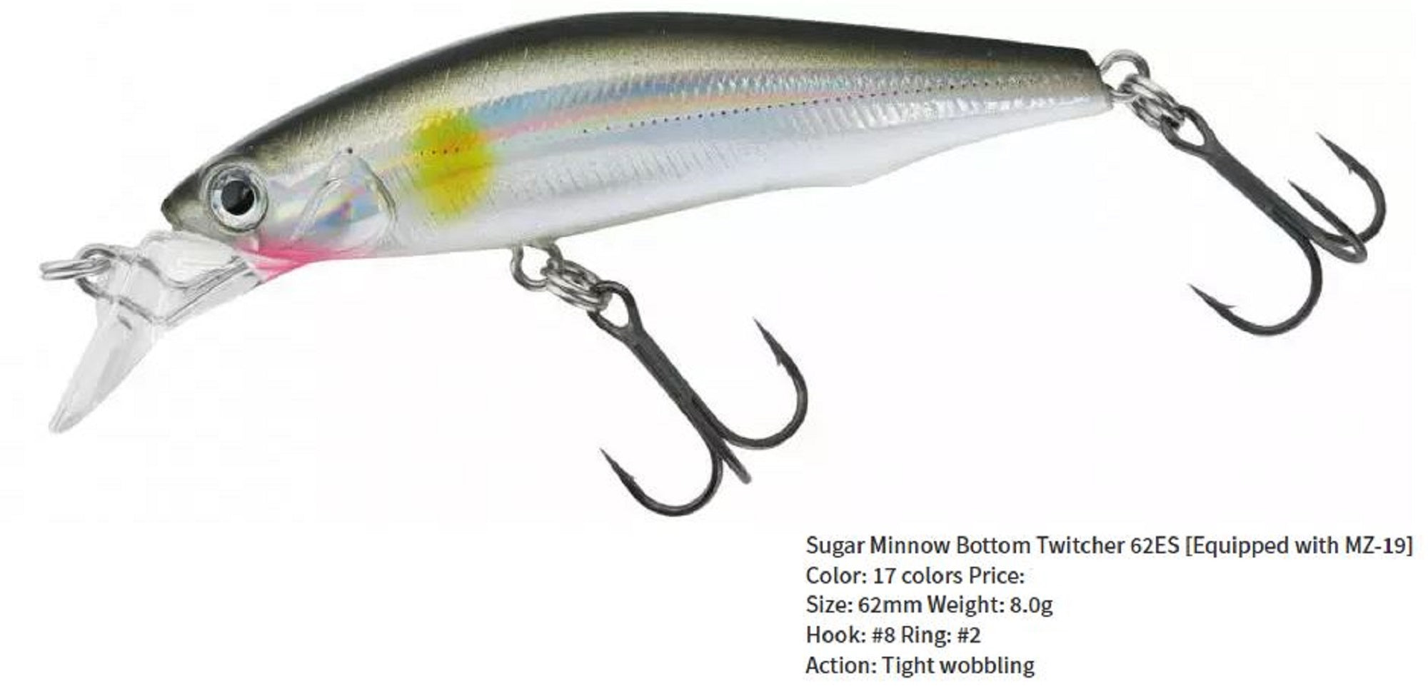 Bassday Sugar Minnow Bottom Twitcher 62ES Sinking Lure 8 grams M-290 (1077)