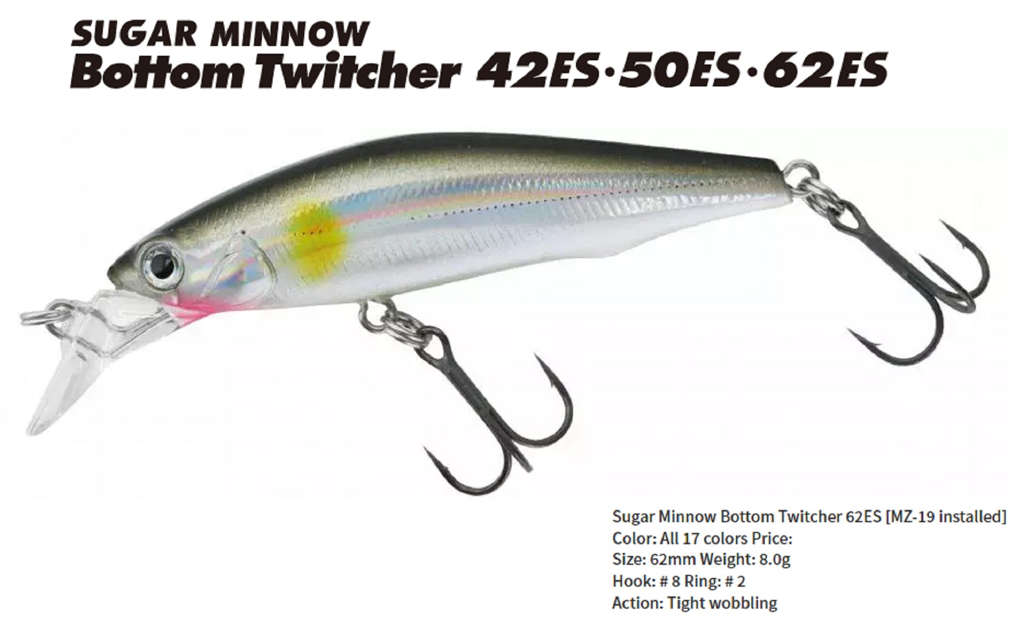 Bassday Sugar Minnow Bottom Twitcher 62ES Sinking Lure 8g H-208R (1107)