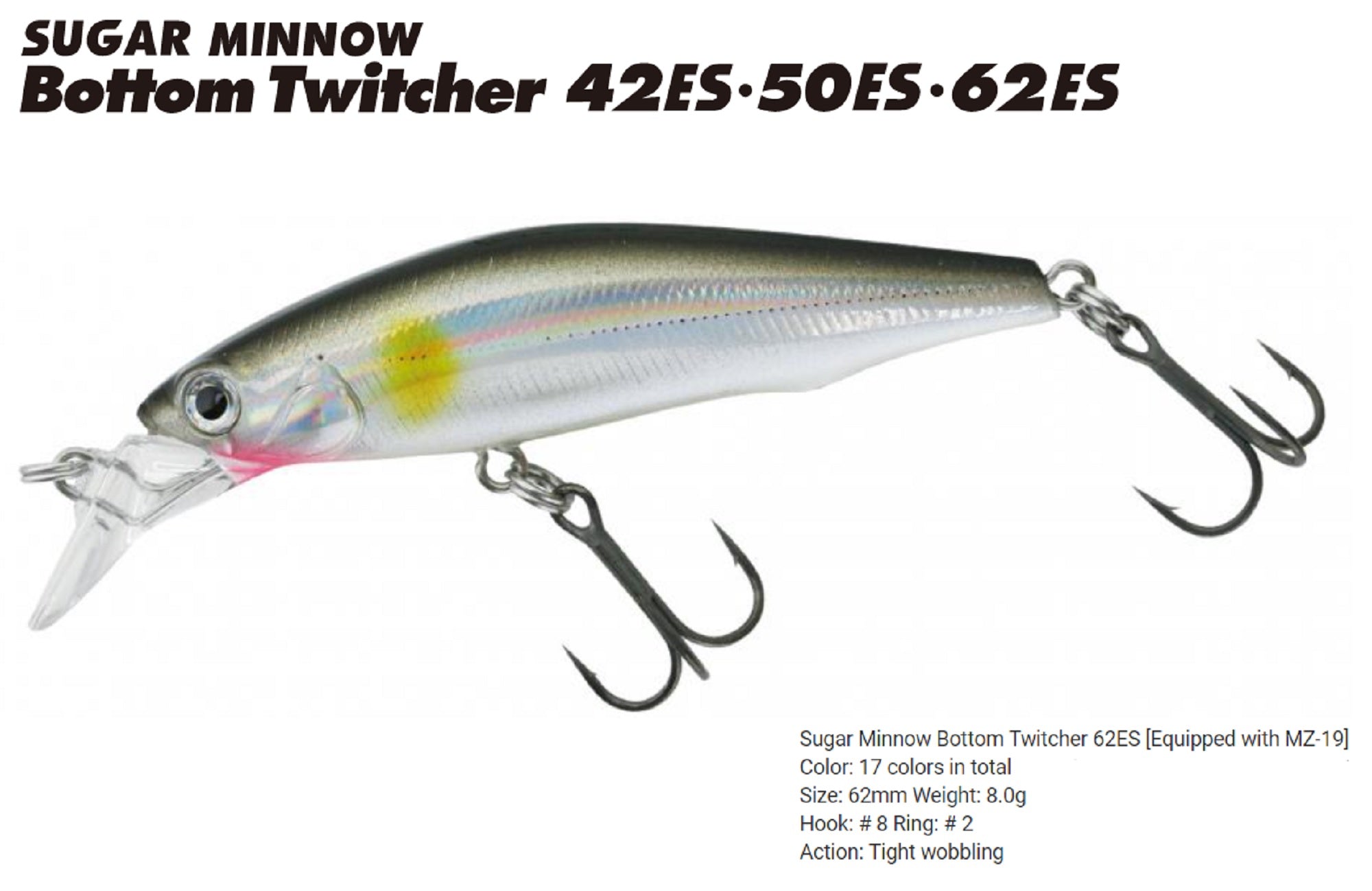 Bassday Sugar Minnow Bottom Twitcher 62ES Sinking Lure 8 grams H-163 (1244)